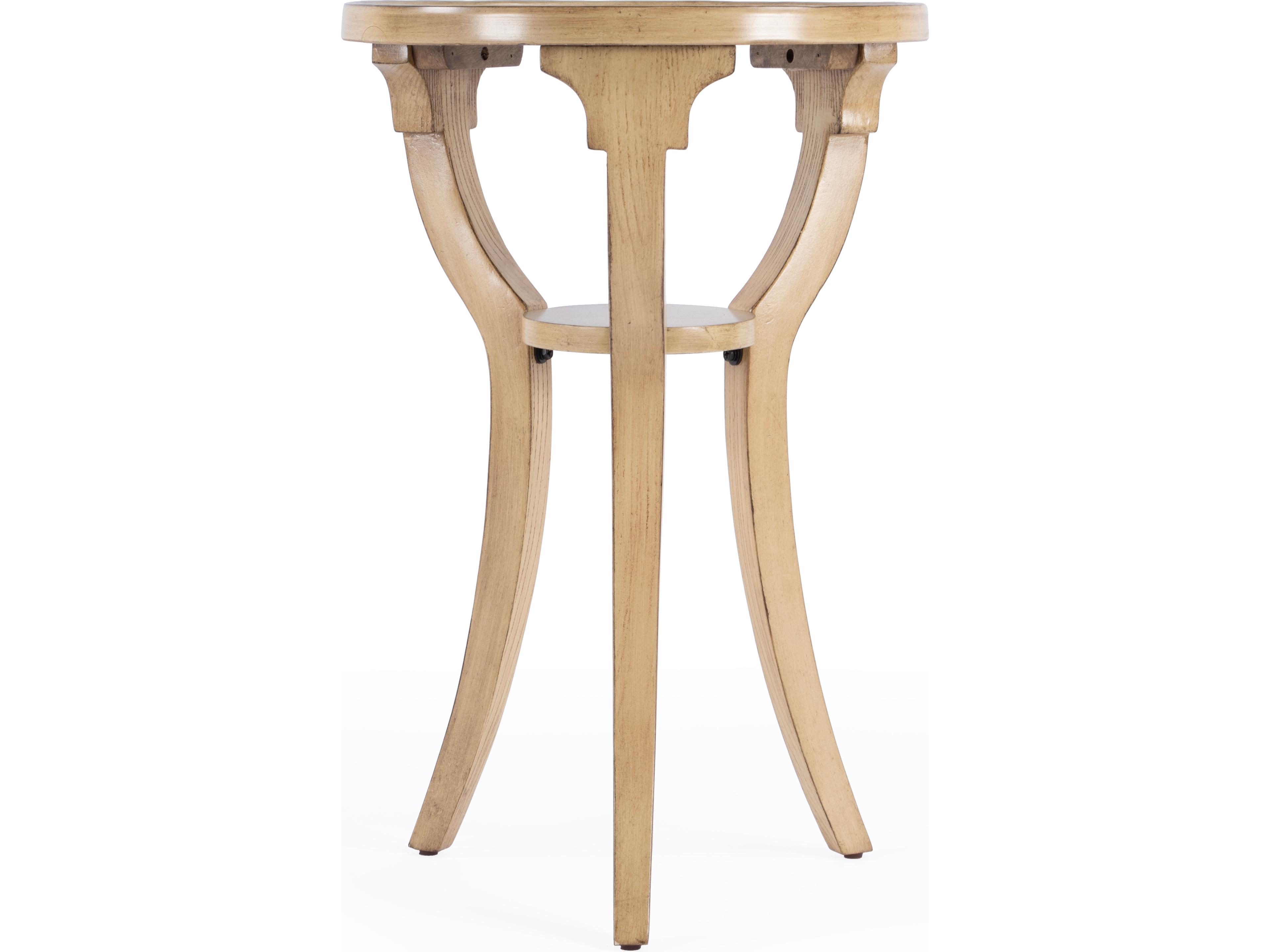Butler Dalton Round Wood Antique Beige End Table