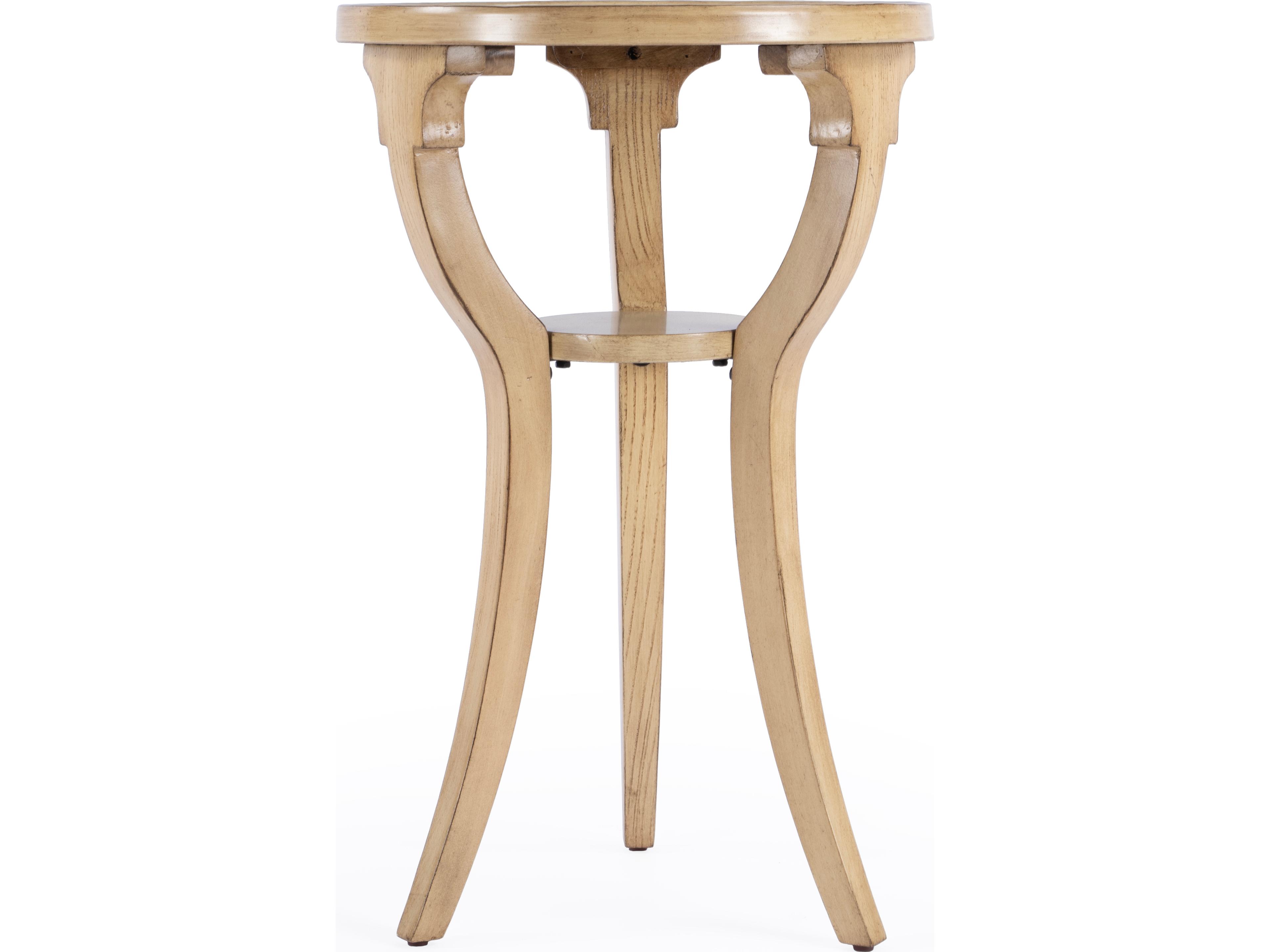 Butler Dalton Round Wood Antique Beige End Table