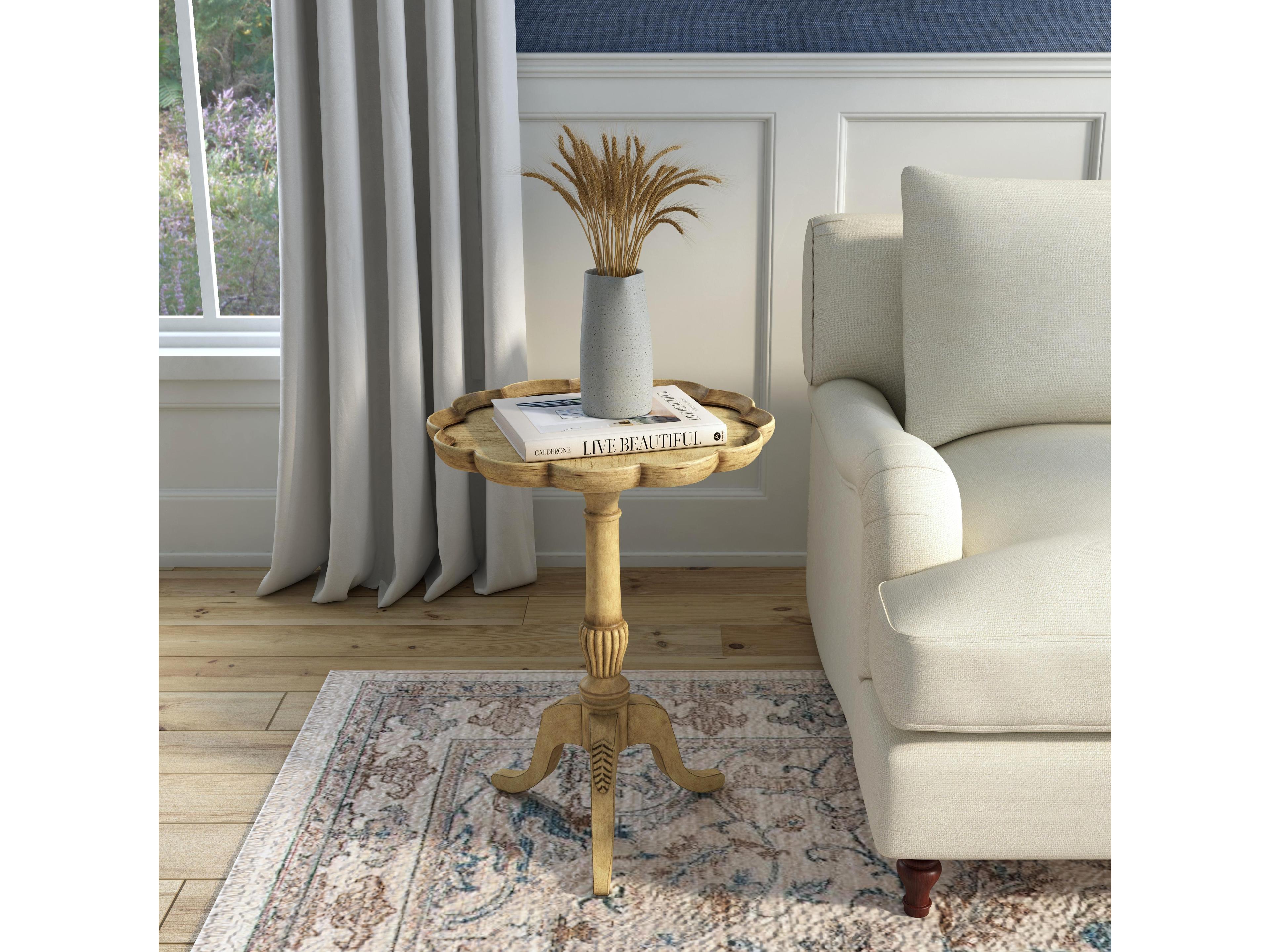 Butler Dansby Round Wood Antique Beige End Table