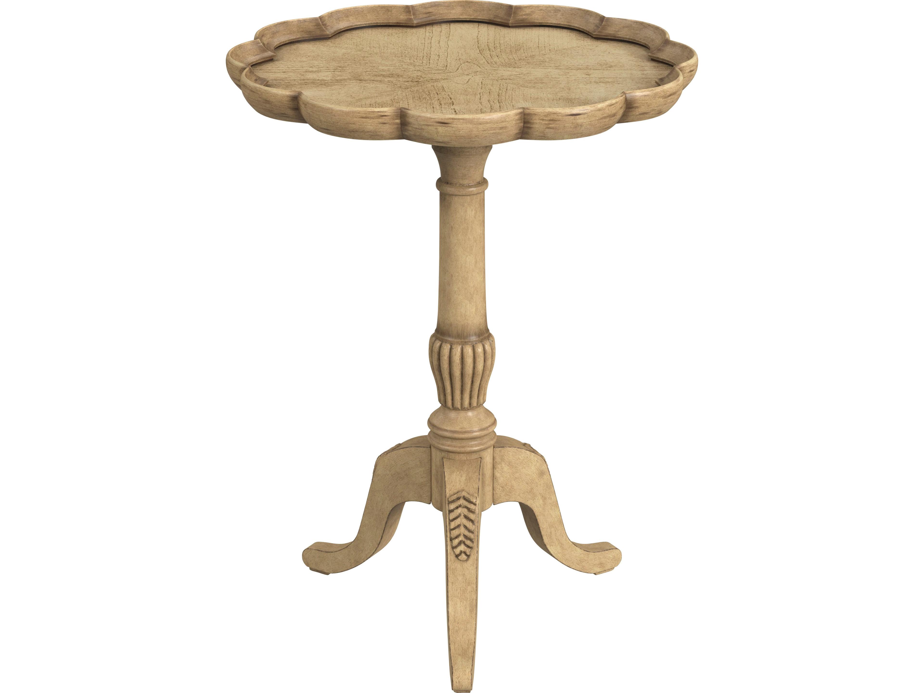 Dansby Round Wood Antique Beige End Table