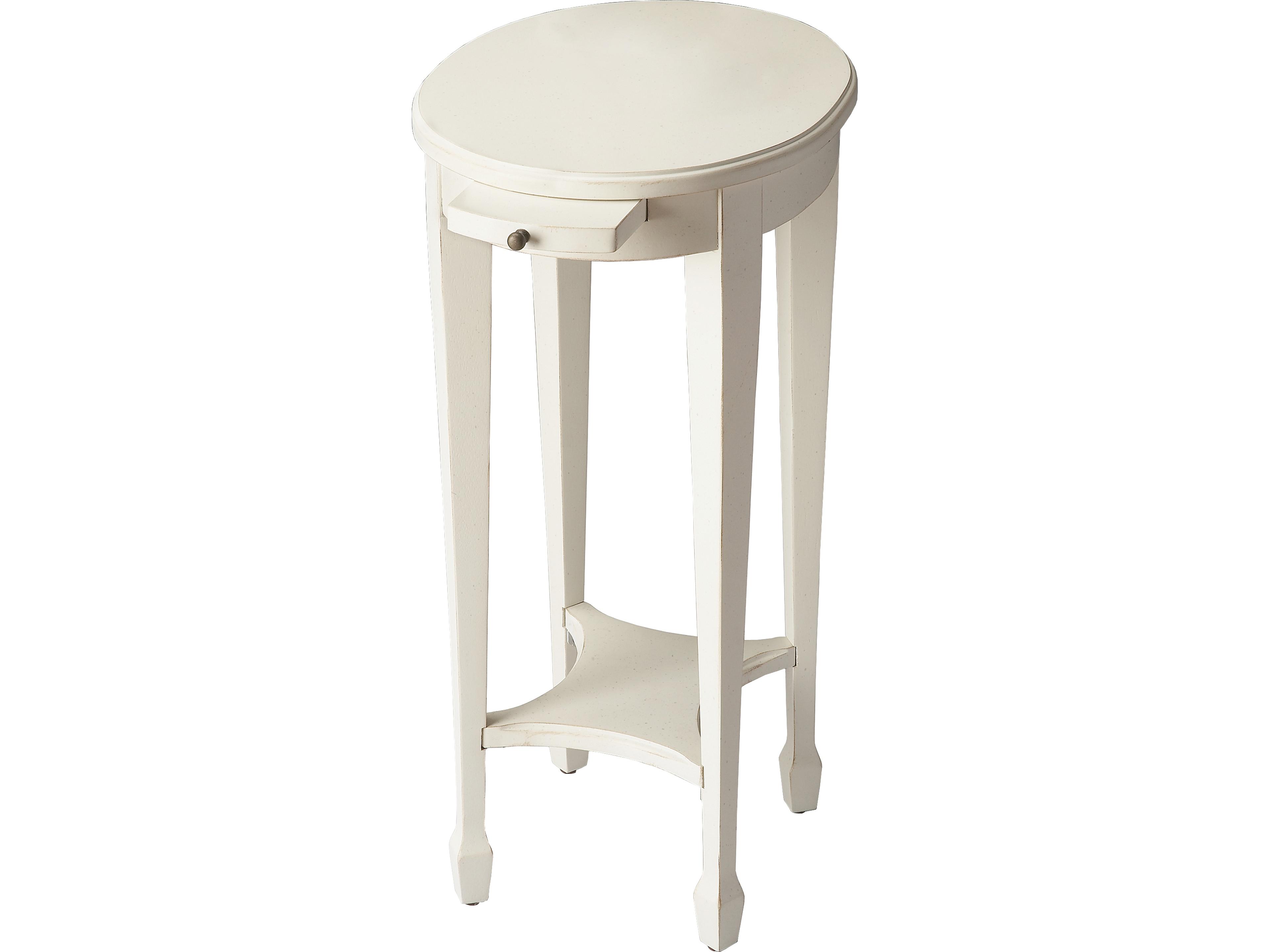 Arielle Oval Wood Cottage White End Table