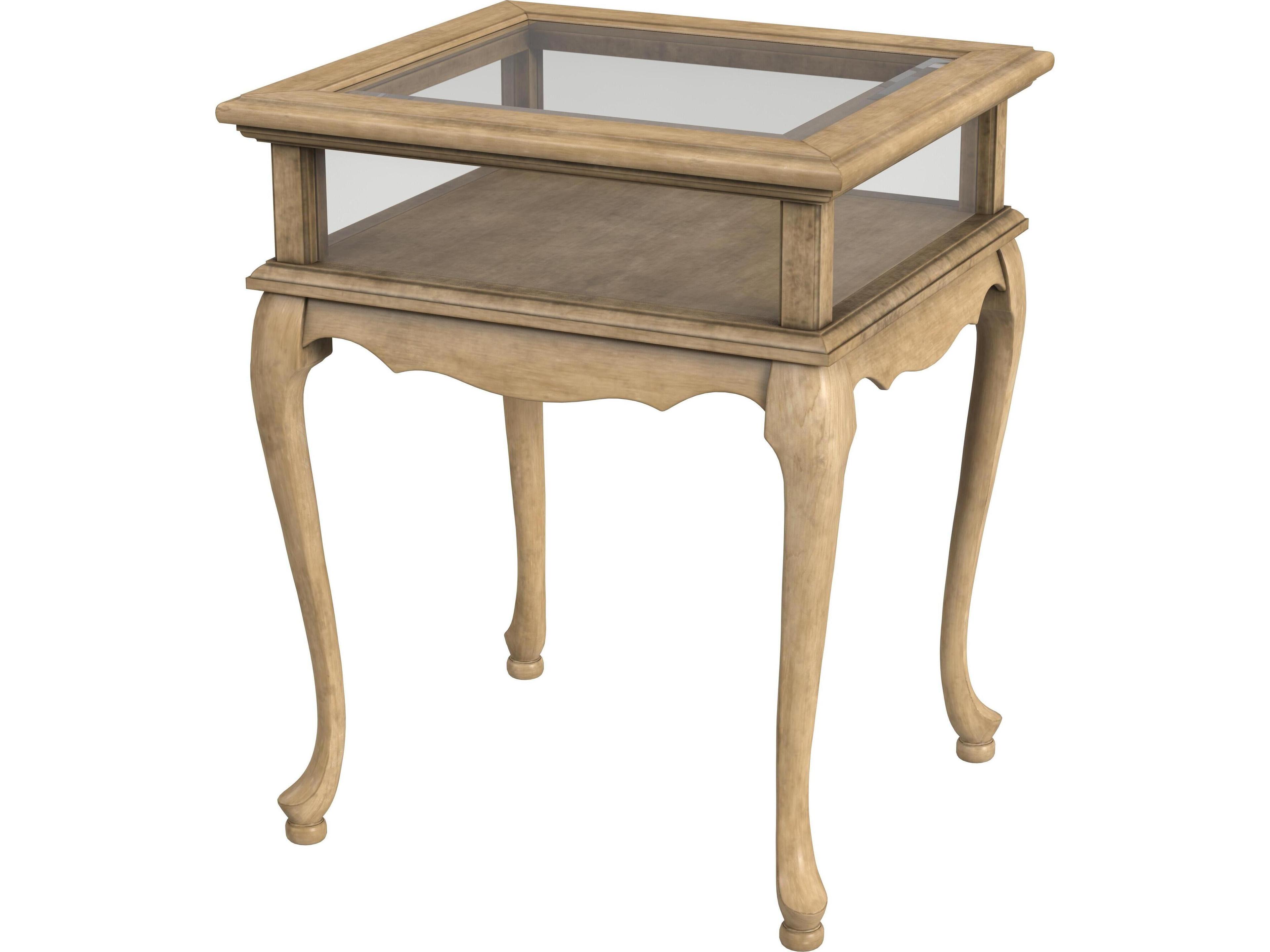 Burton Rectangular Glass Antique Beige End Table