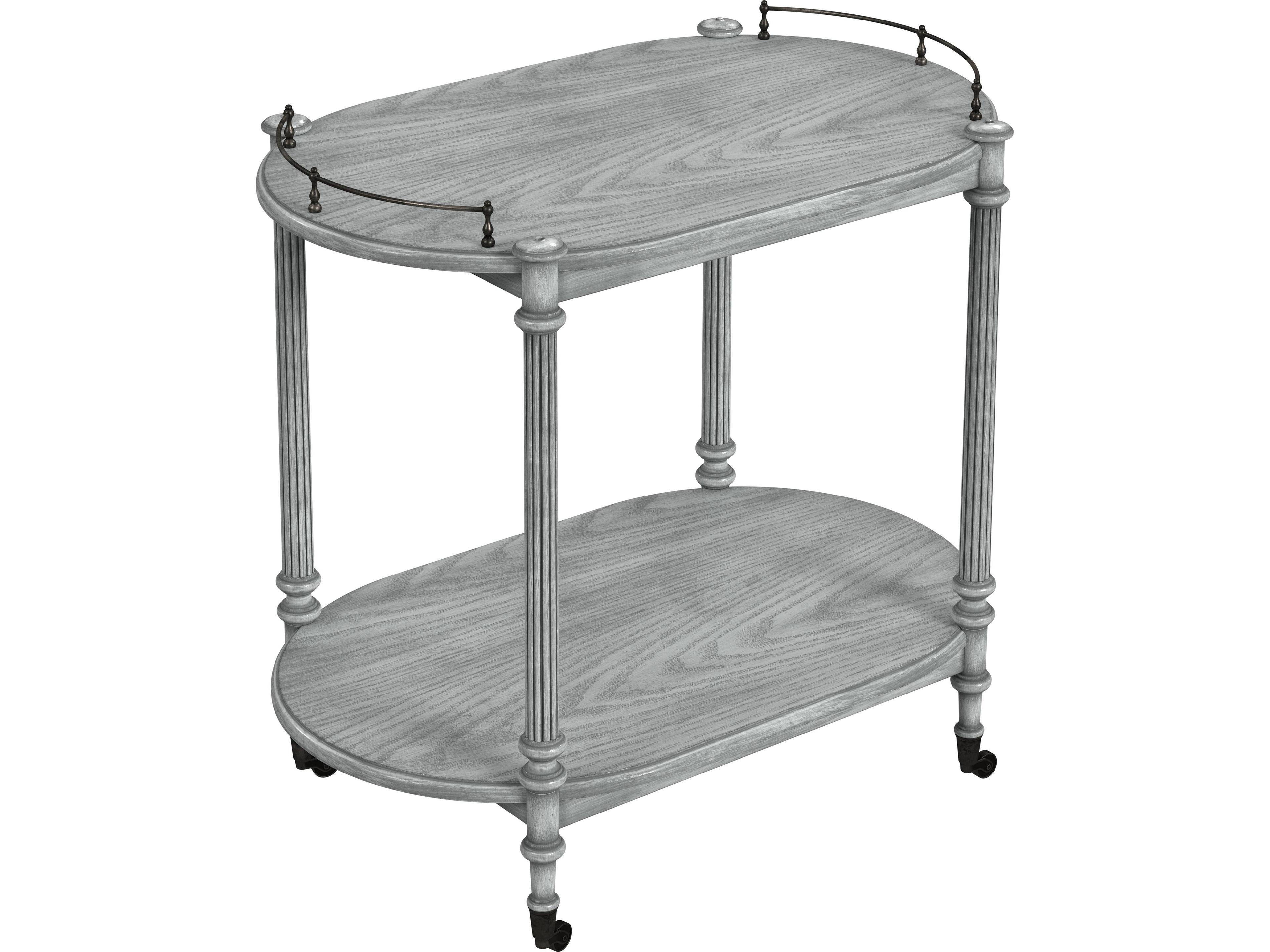 Kathleen Wood Powder Gray Bar Cart