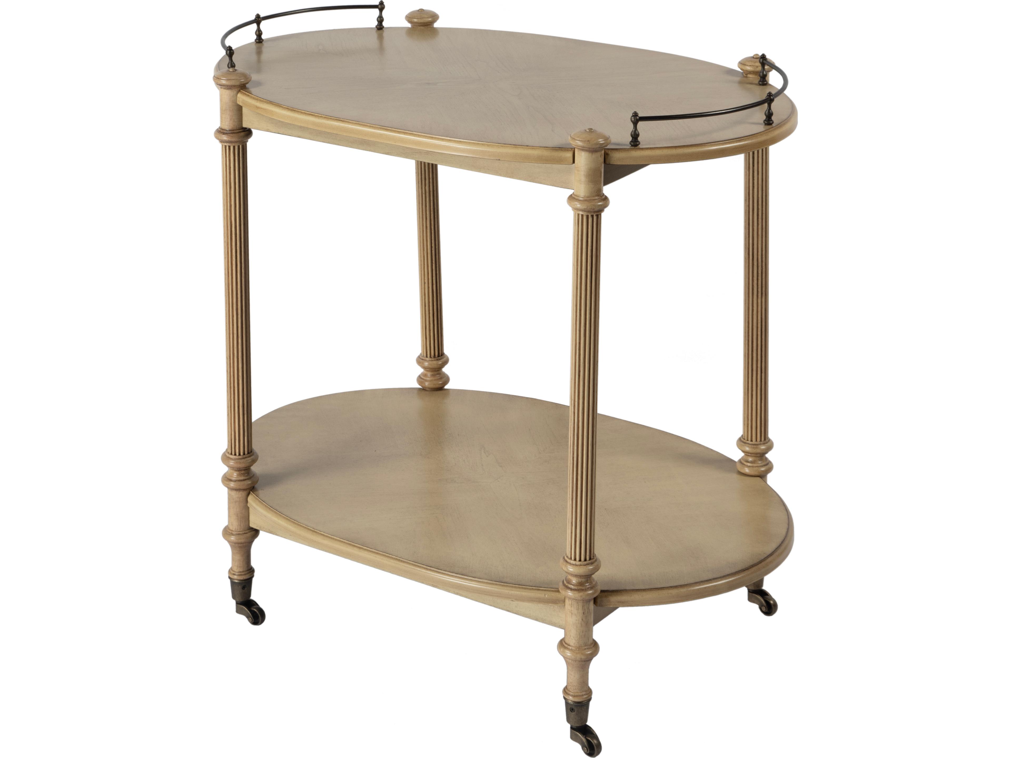 Kathleen Wood Antique Beige Bar Cart