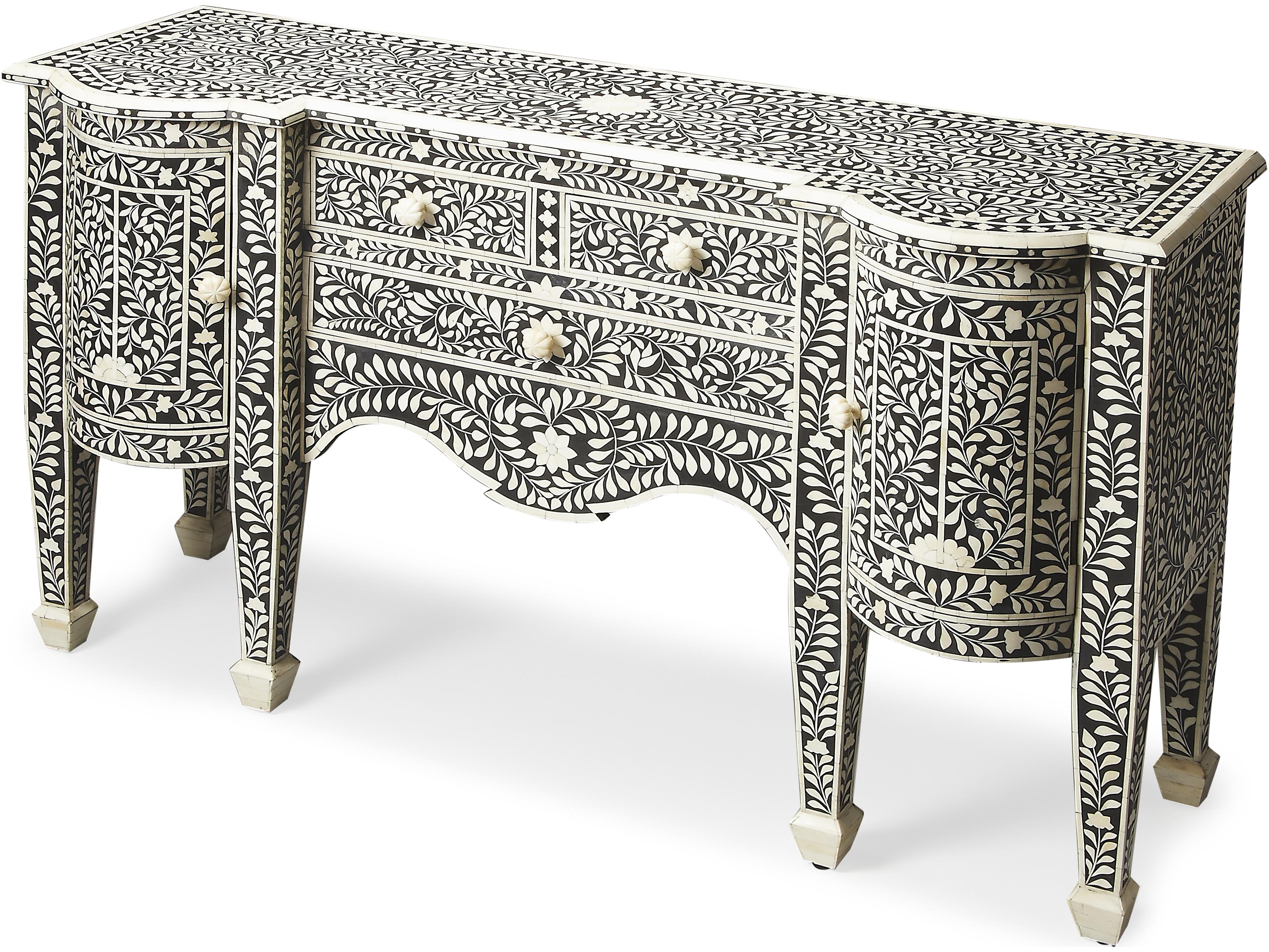 Vivienne 57" Mango Wood Black Bone Inlay Sideboard