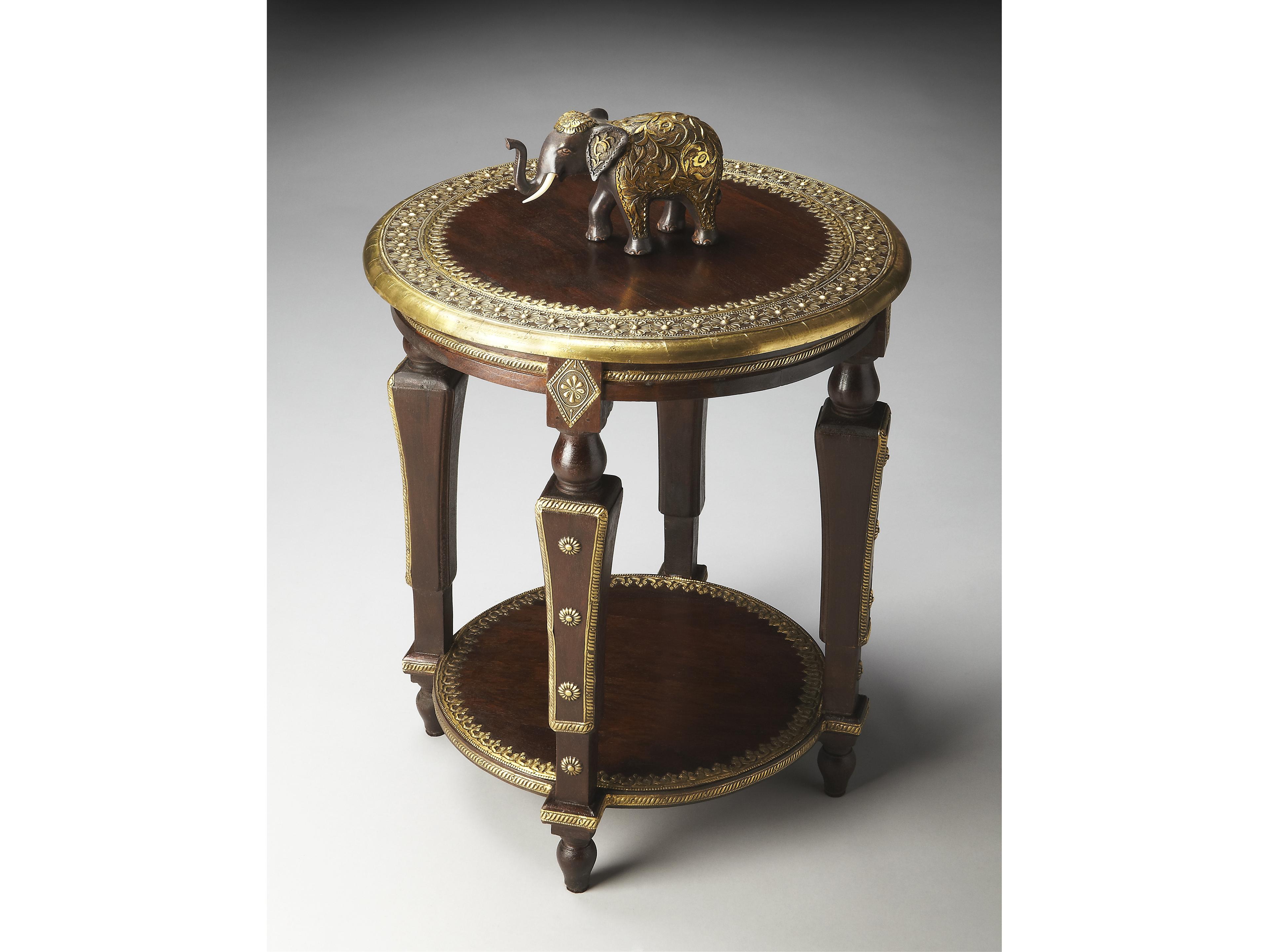 Butler Ranthore Round Wood Artifacts End Table