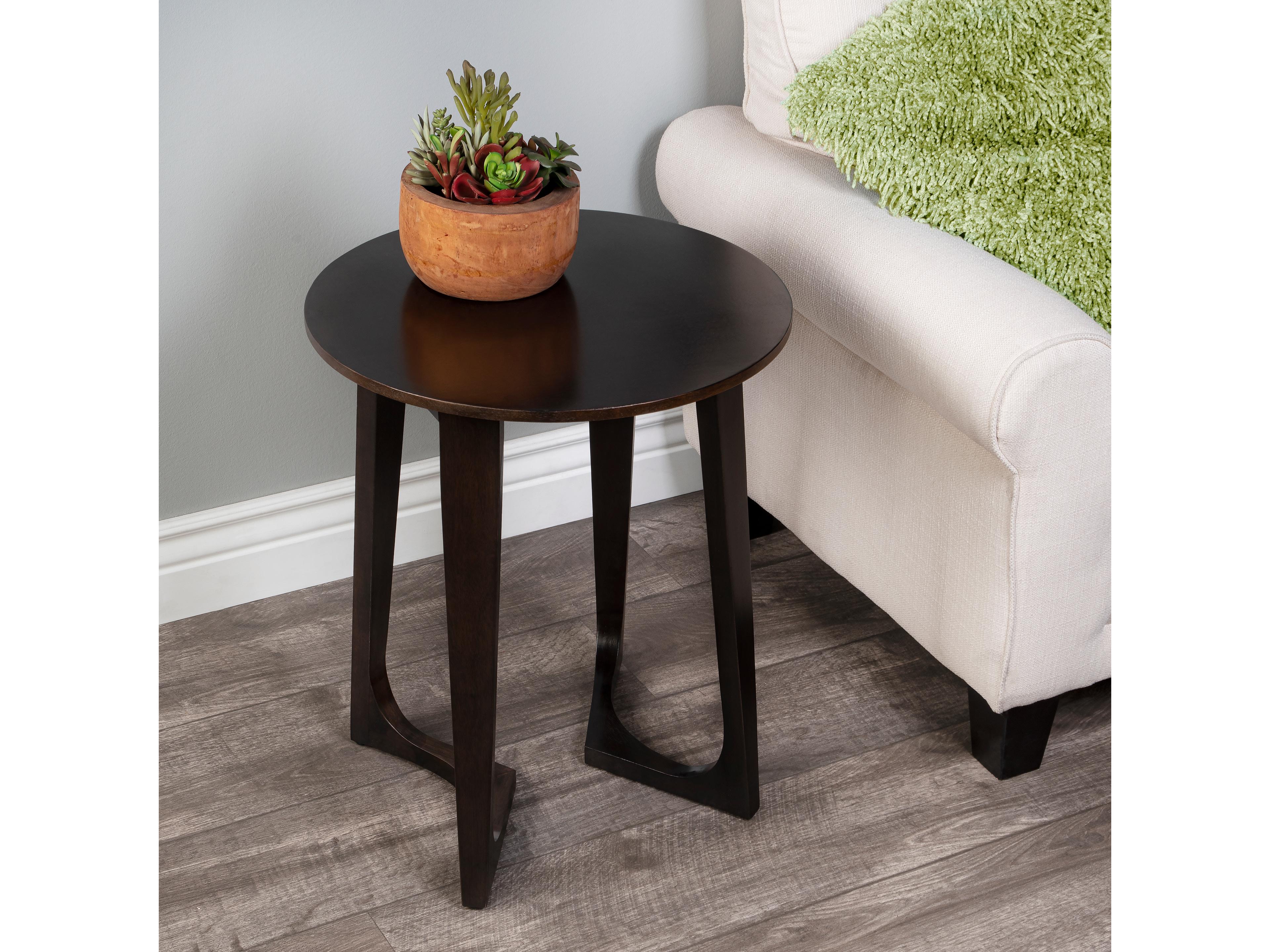 Butler Devin Round Wood Brown End Table