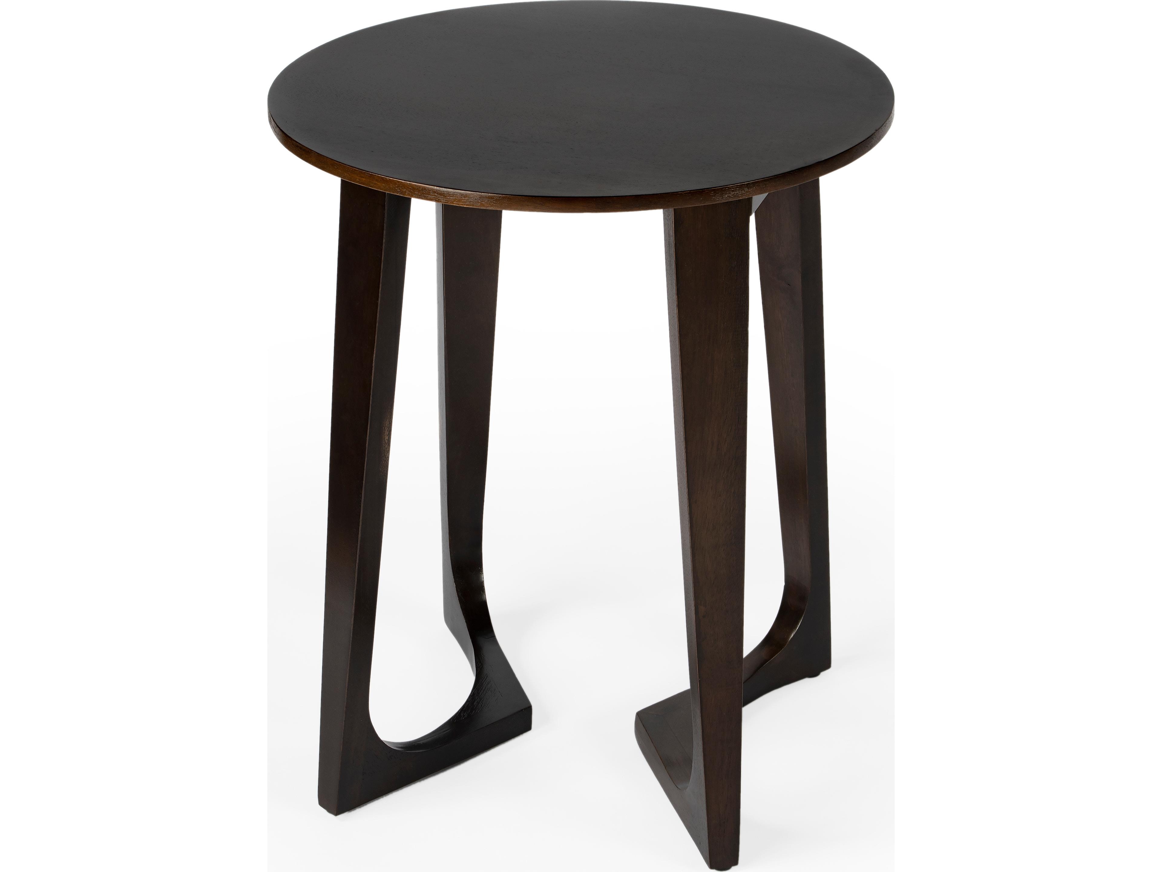 Devin Round Wood Brown End Table