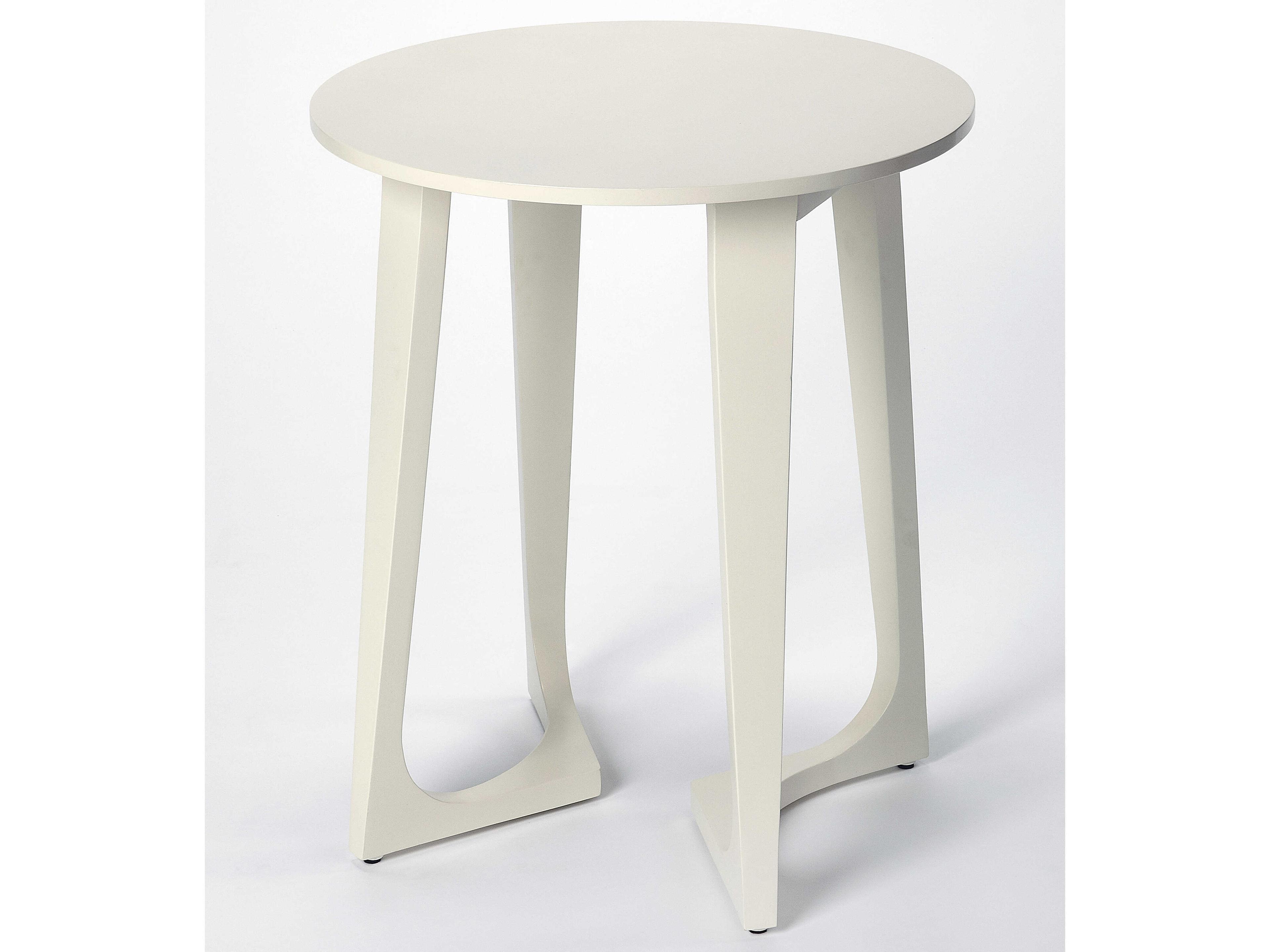 Butler Devin Round Wood White End Table