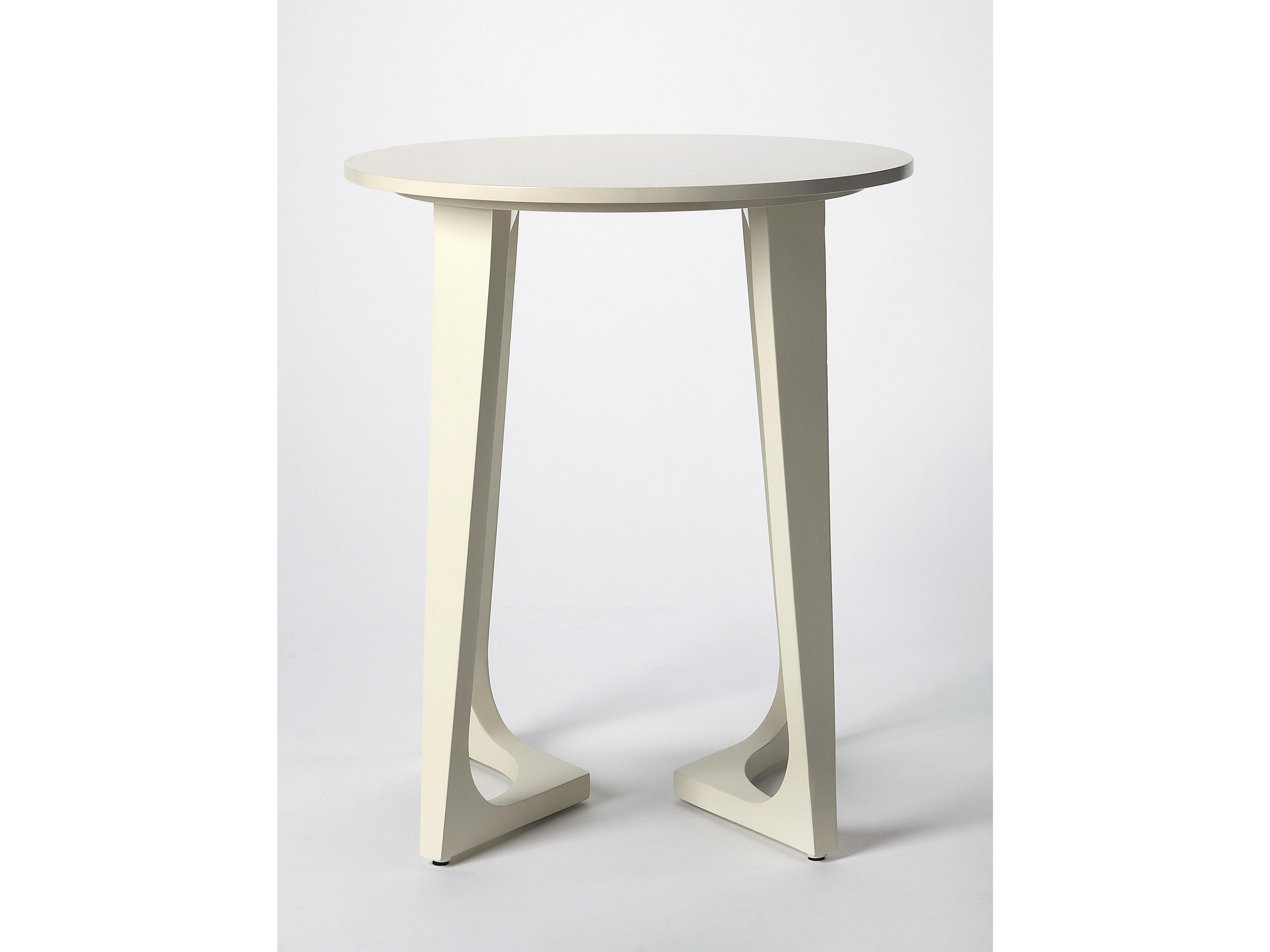 Butler Devin Round Wood White End Table