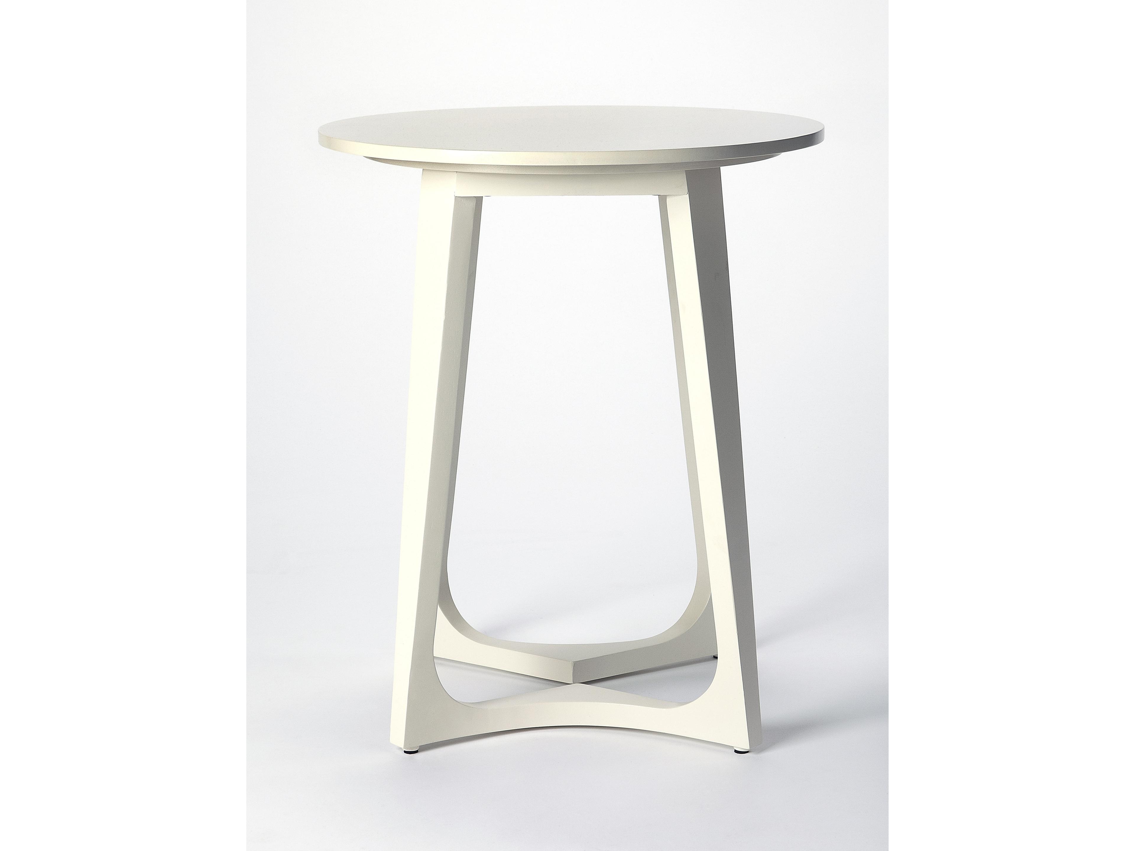 Butler Devin Round Wood White End Table