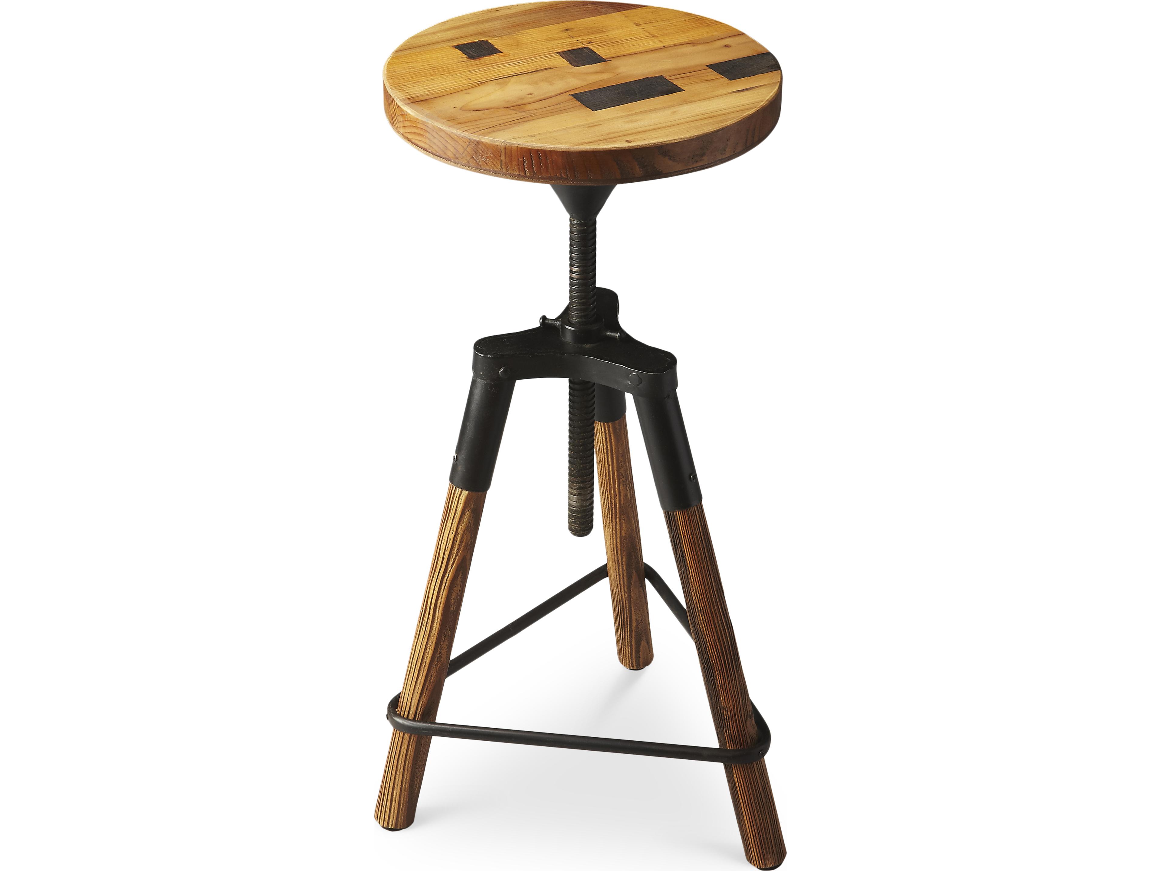Butler Hinton Metalworks Adjustable Mango Wood Bar Stool