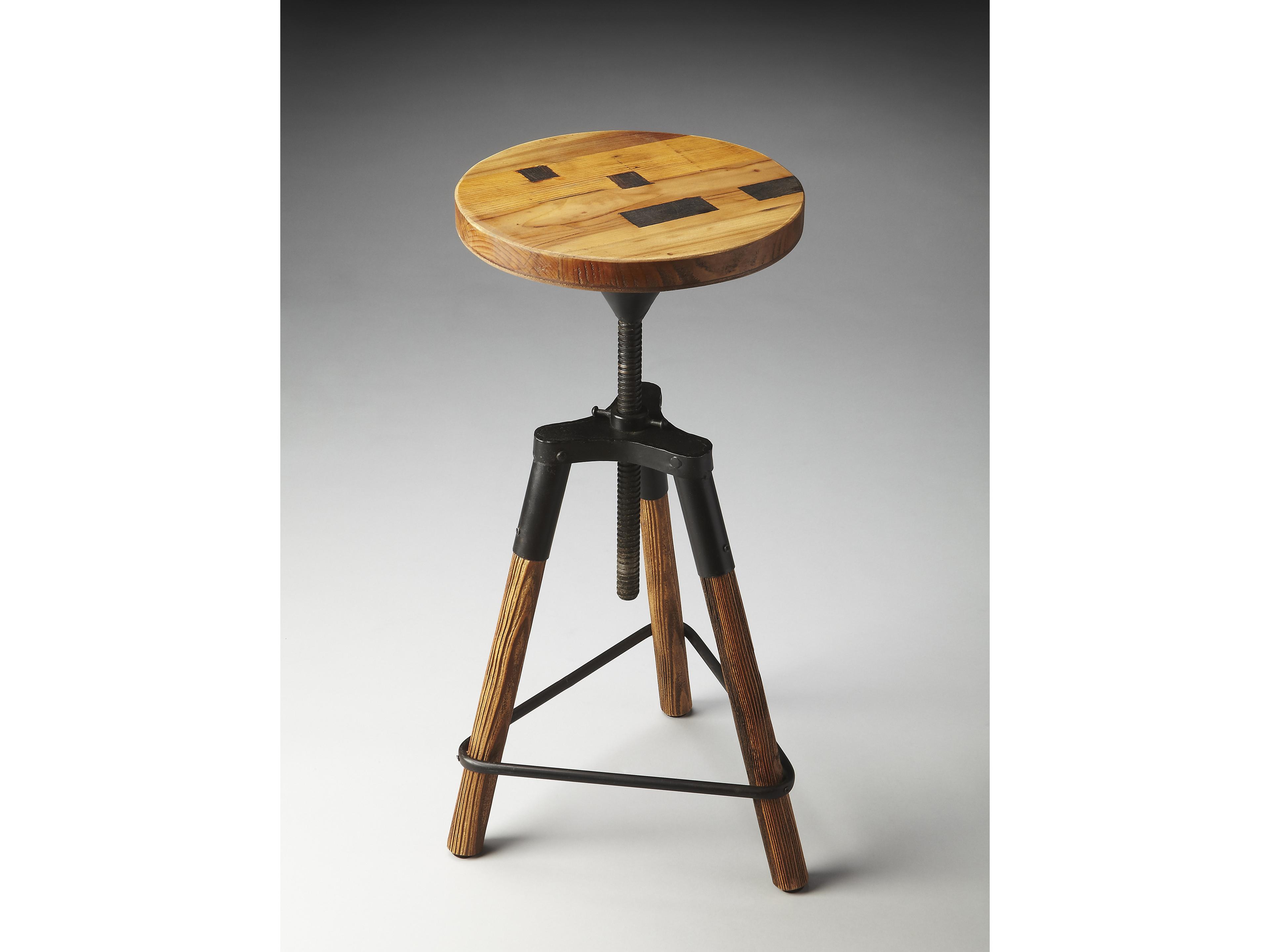 Butler Hinton Metalworks Adjustable Mango Wood Bar Stool