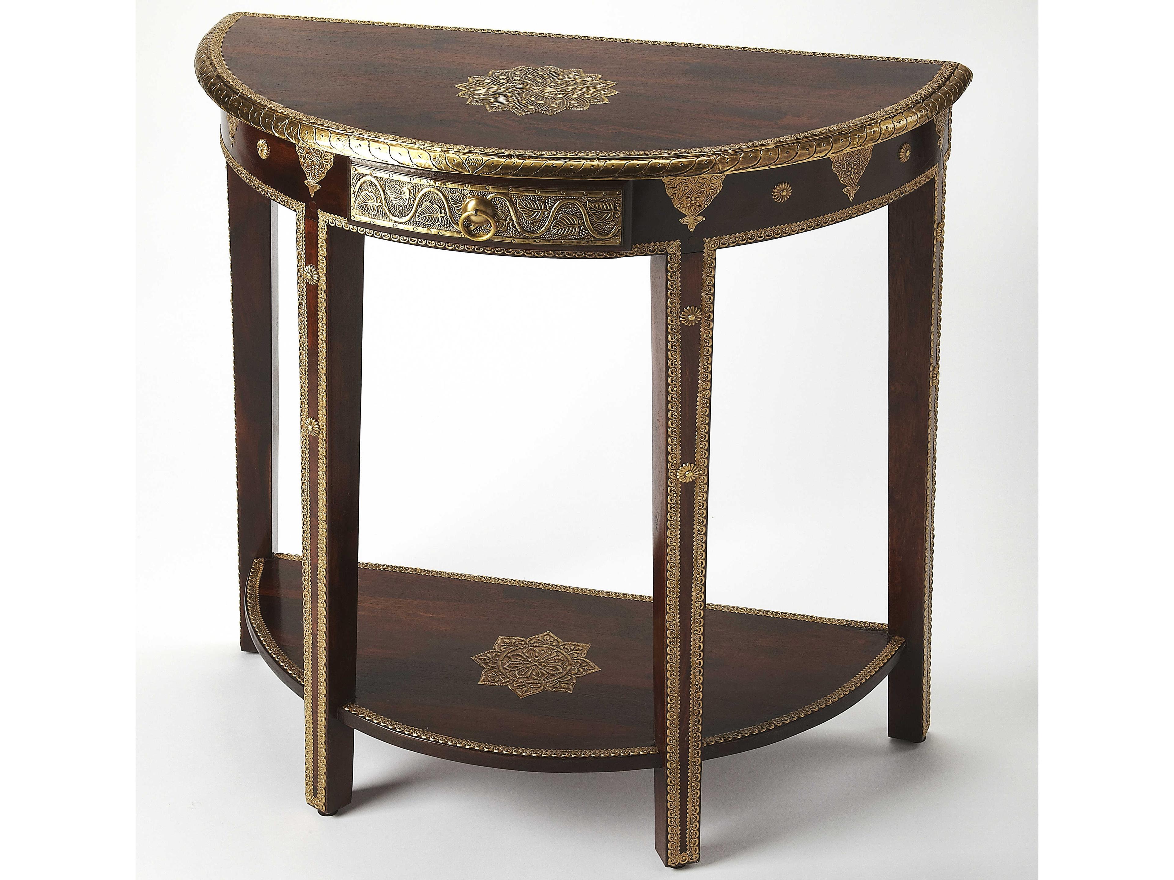Butler Ranthore Demilune Wood Artifacts Console Table