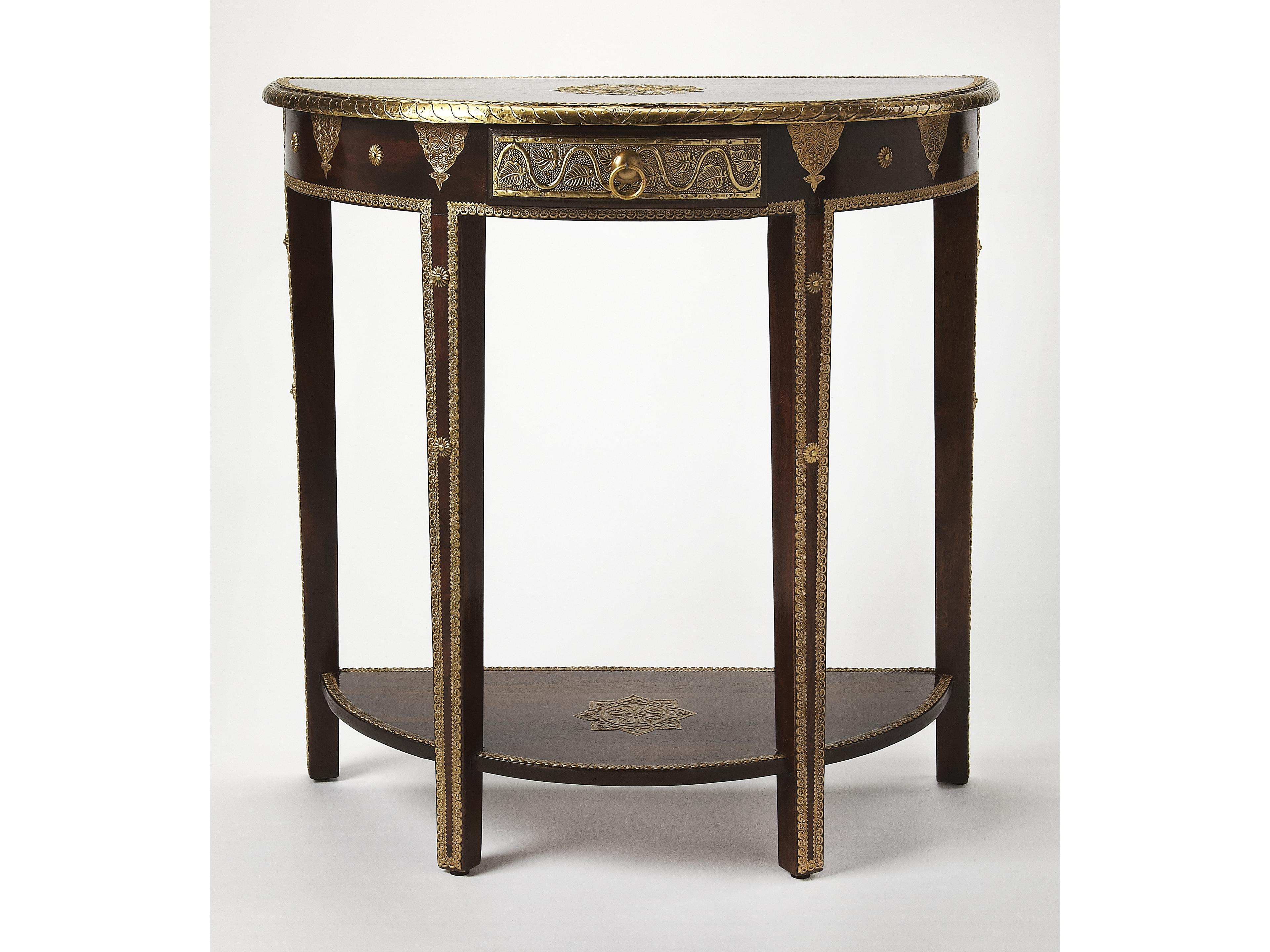 Butler Ranthore Demilune Wood Artifacts Console Table