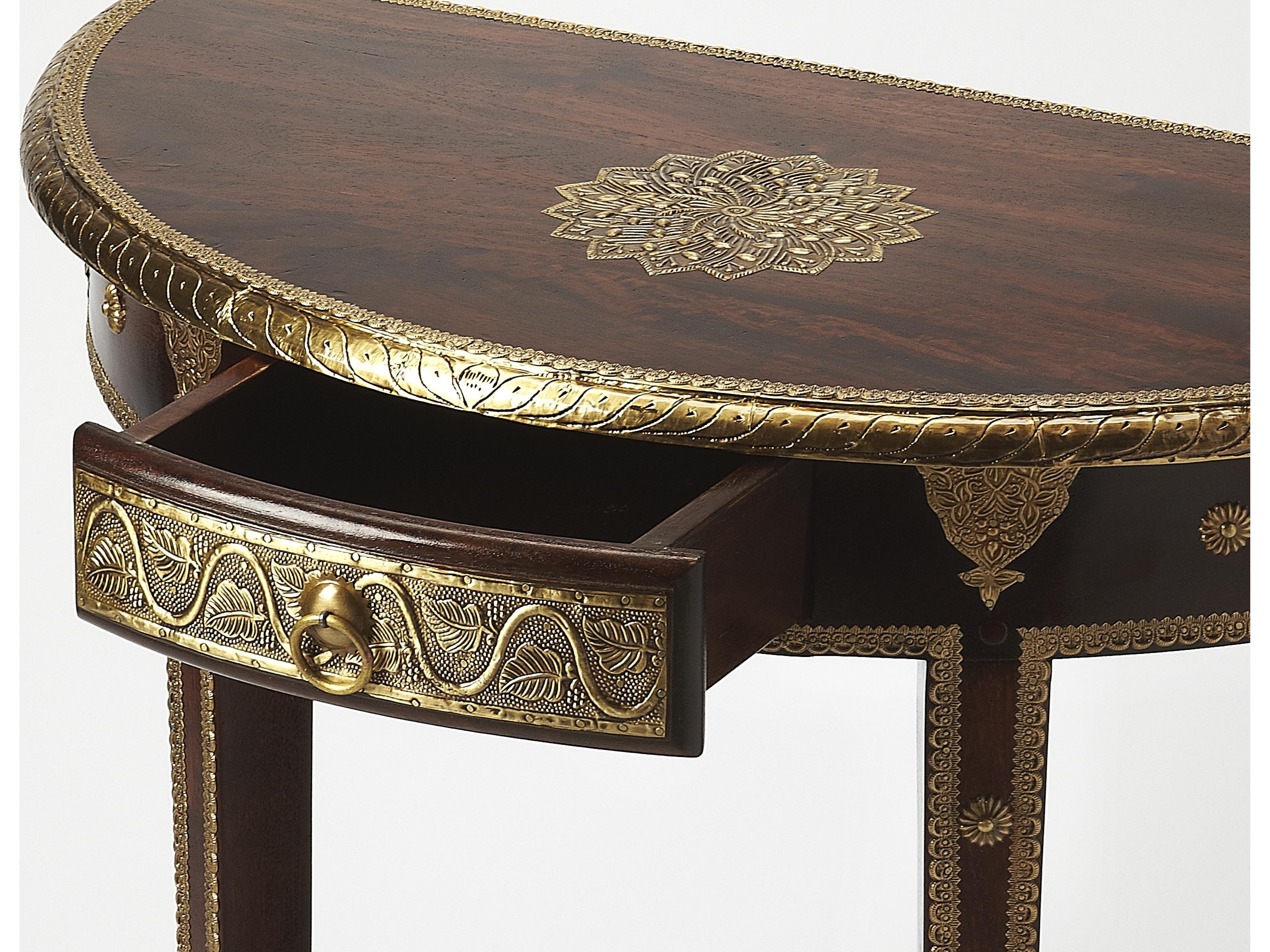 Butler Ranthore Demilune Wood Artifacts Console Table