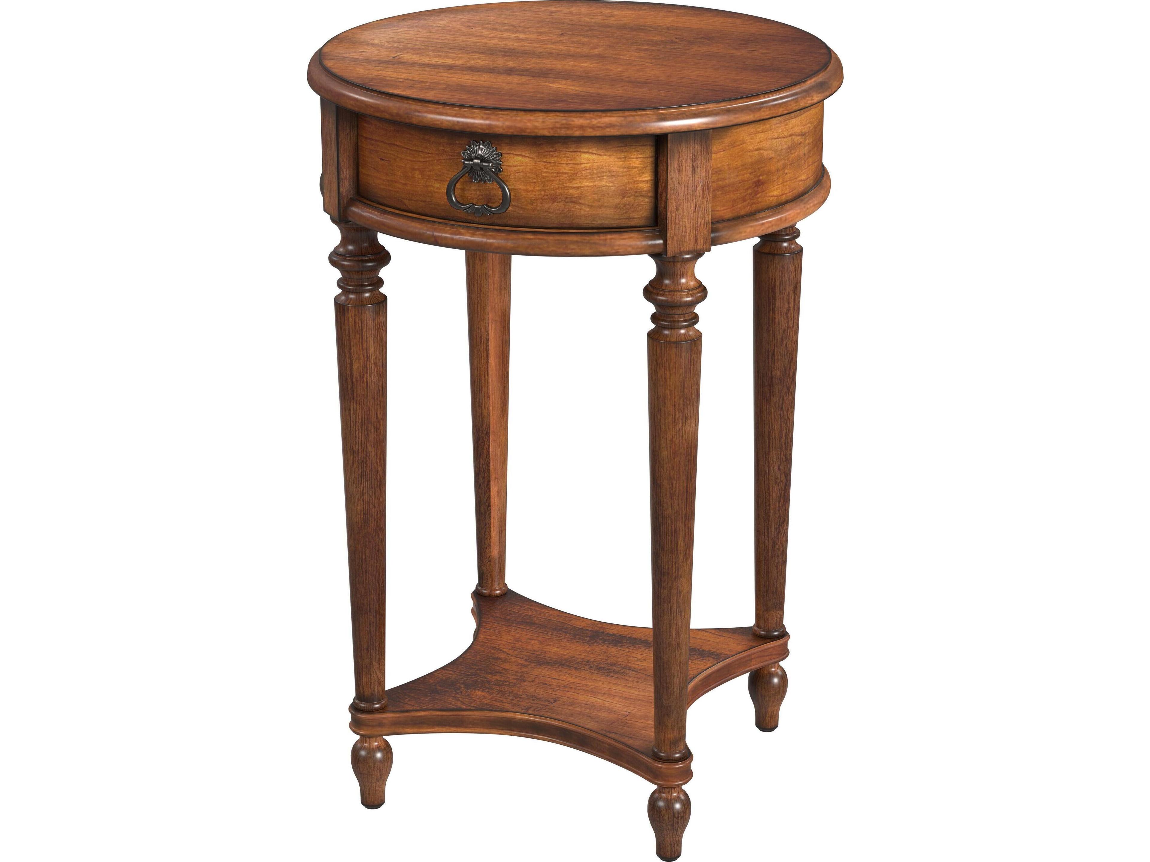 Jules Round Wood Antique Cherry End Table
