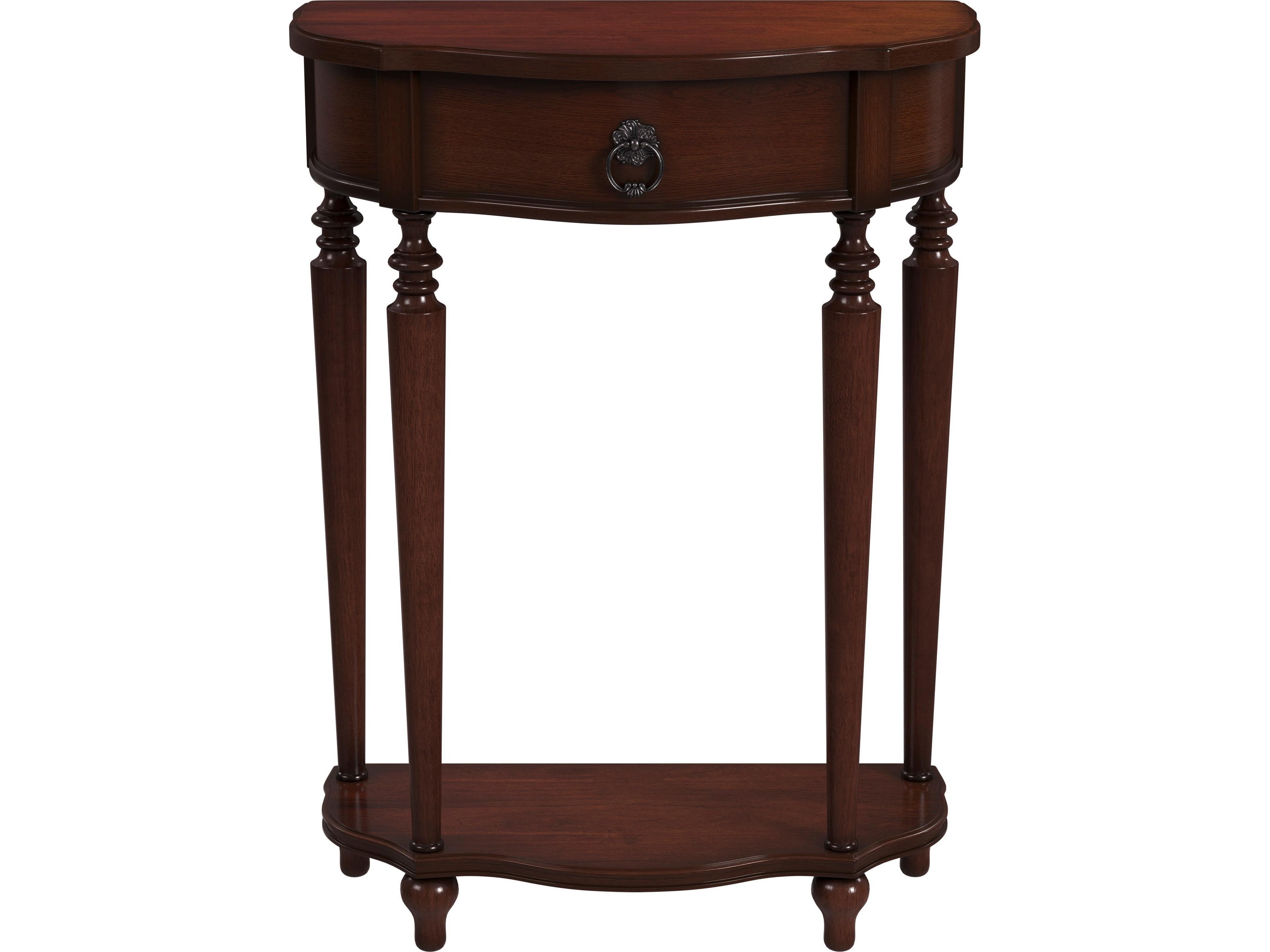 Ashby Demilune Wood Cherry Console Table
