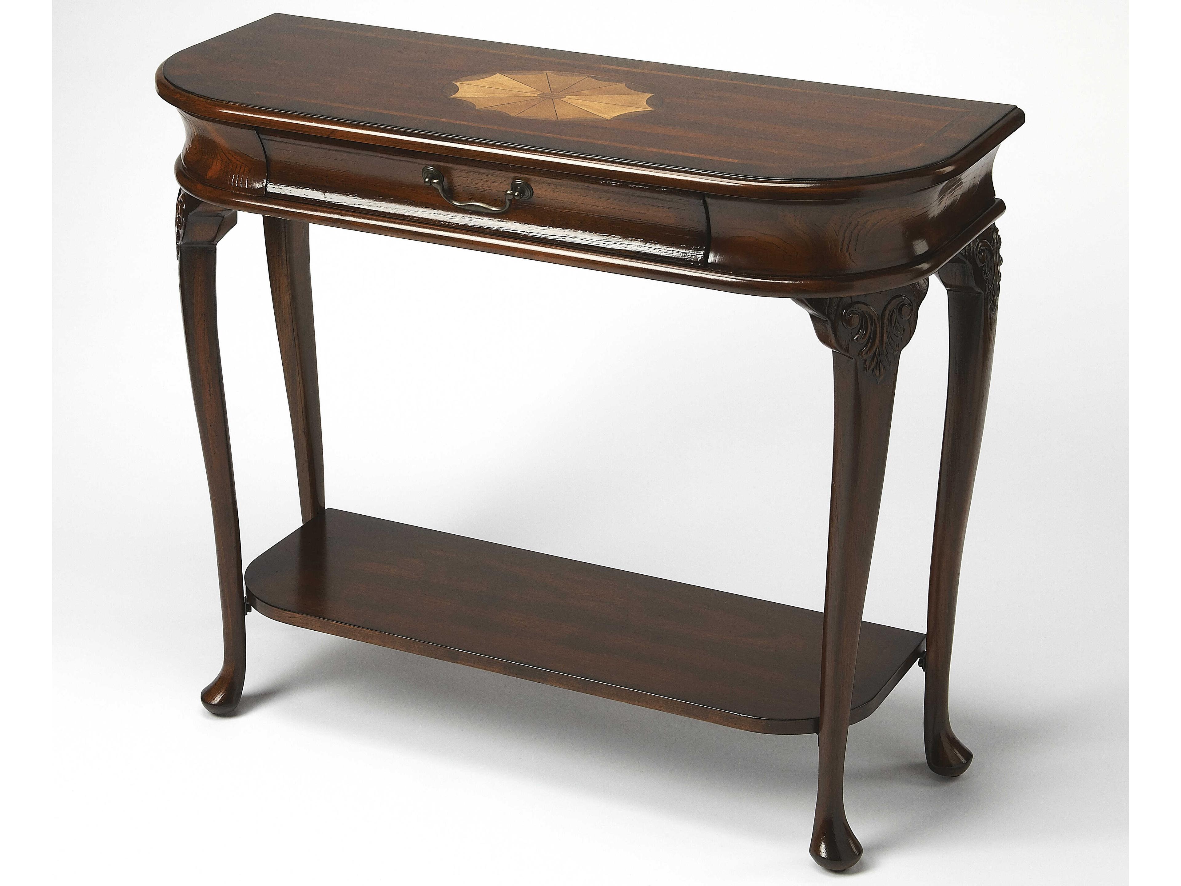 Ridgeland Demilune Wood Cherry Console Table