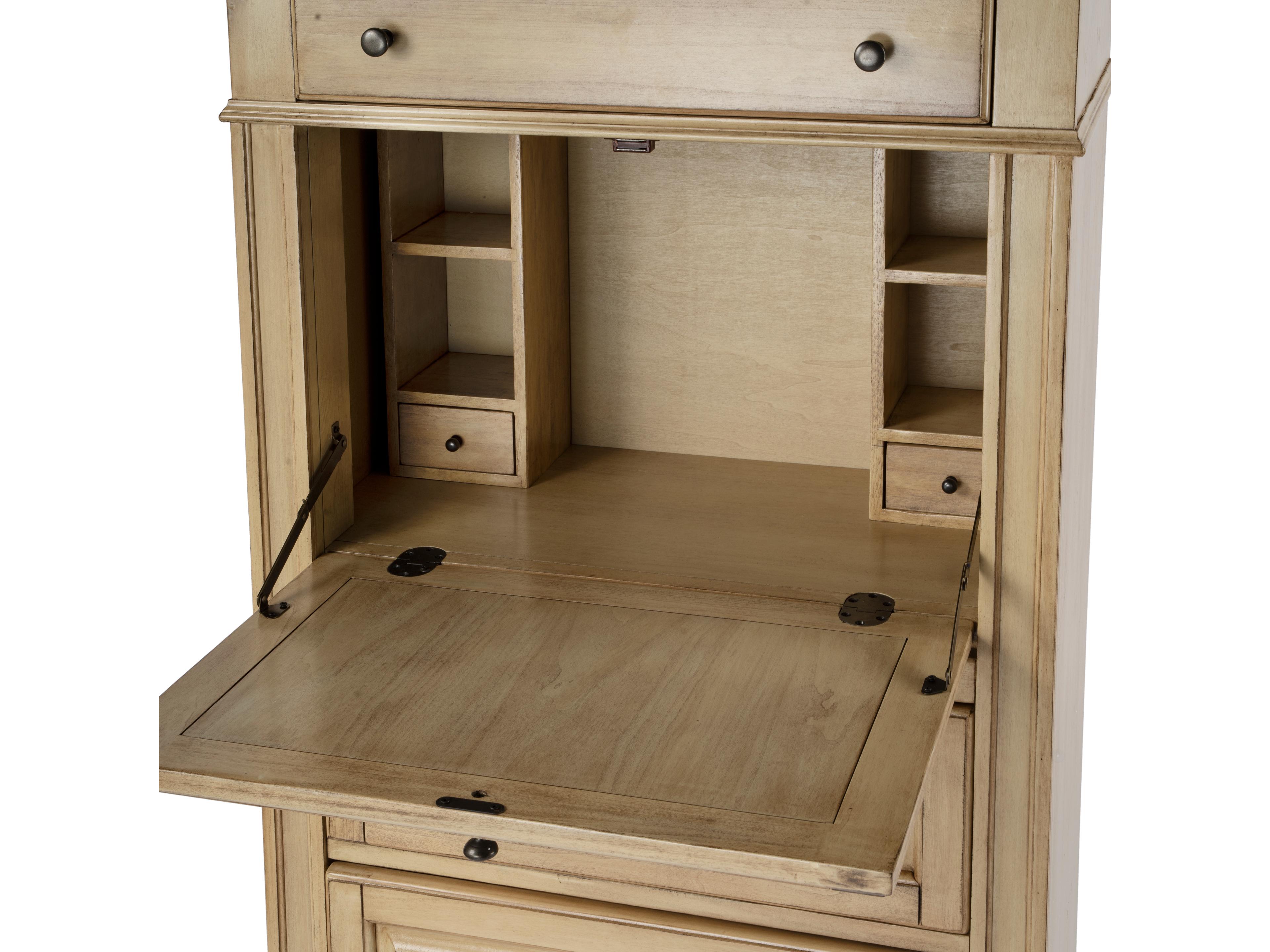 Butler Wordsworth Antique Beige Rubberwood Secretary Desk