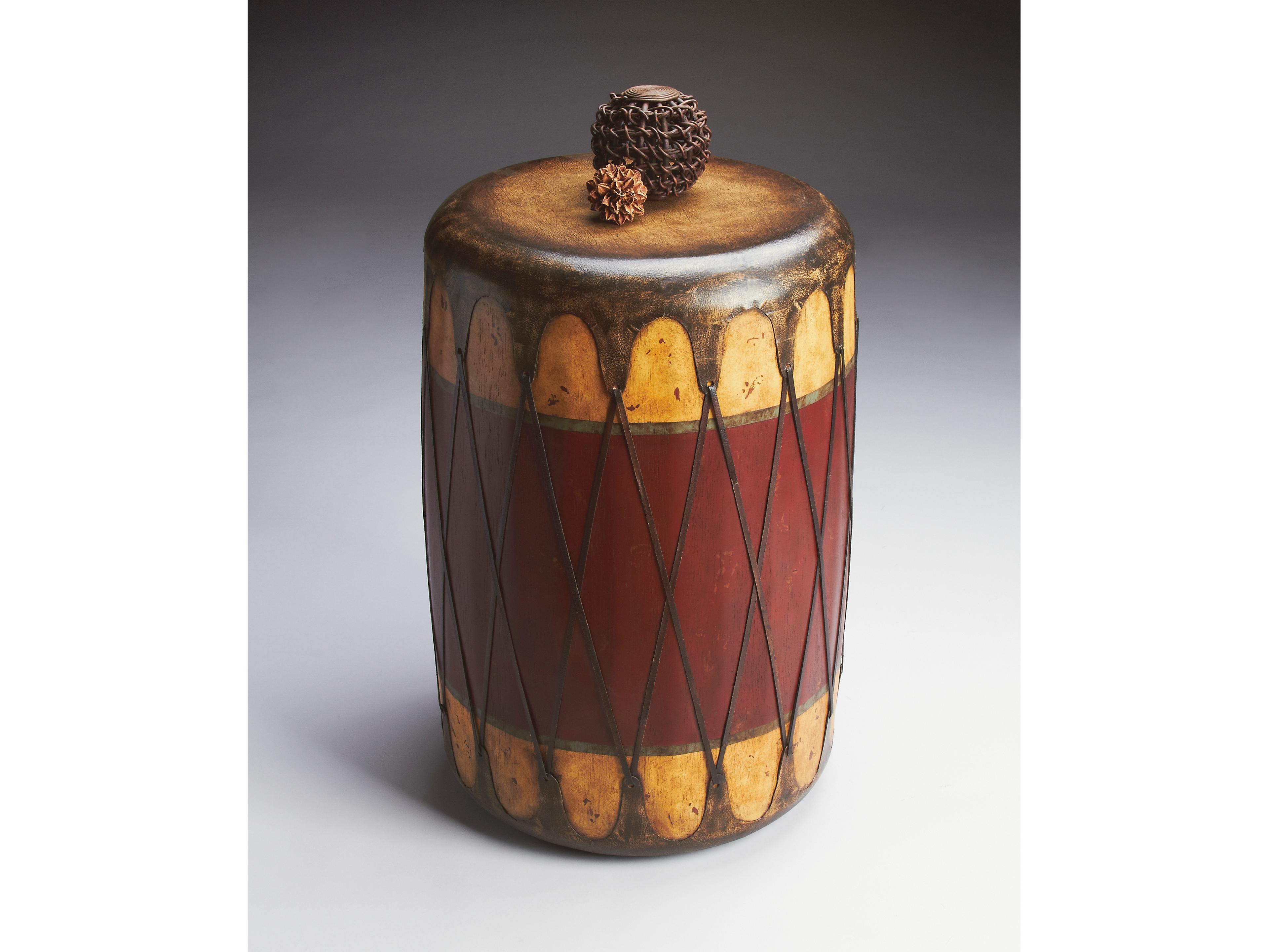 Butler Navajo Round Leather Mountain Lodge End Table