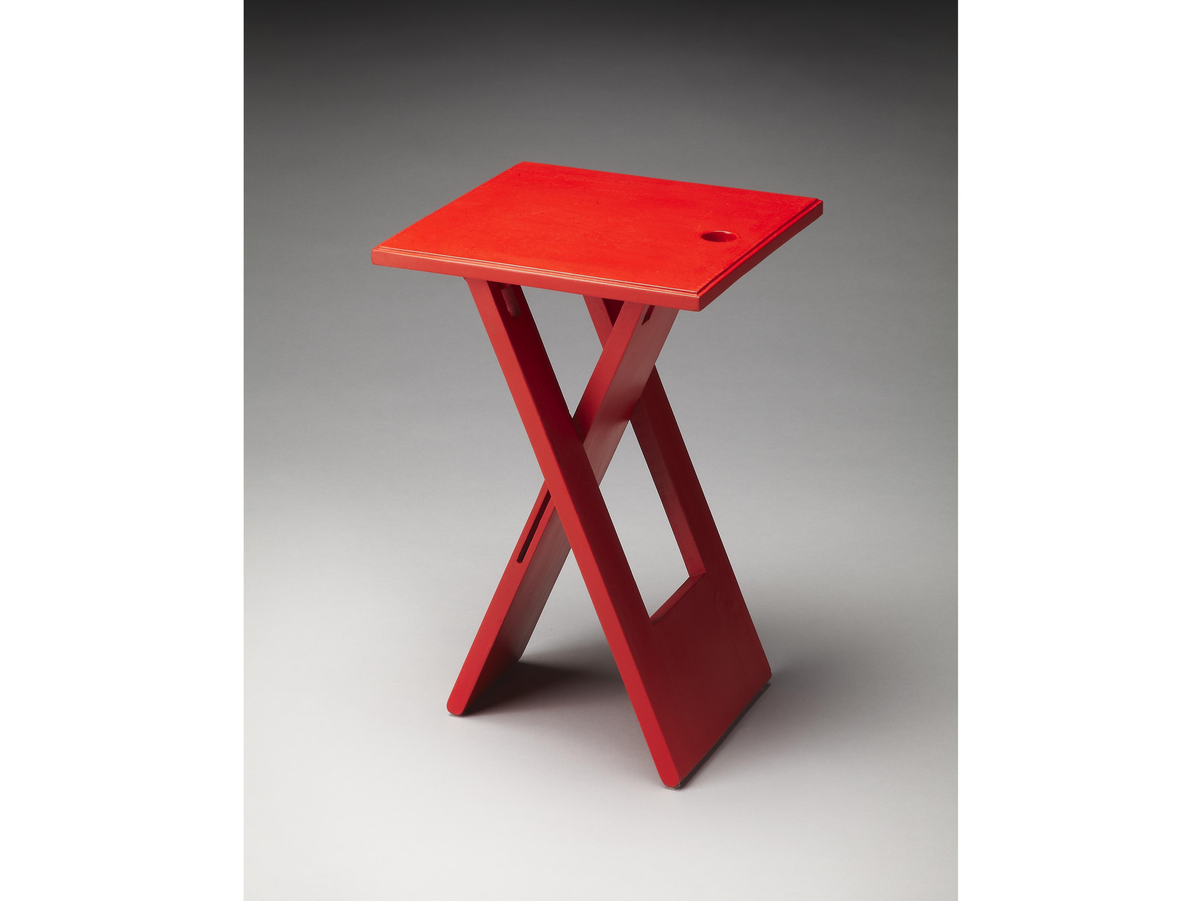 Butler Hammond Square Wood Red End Table