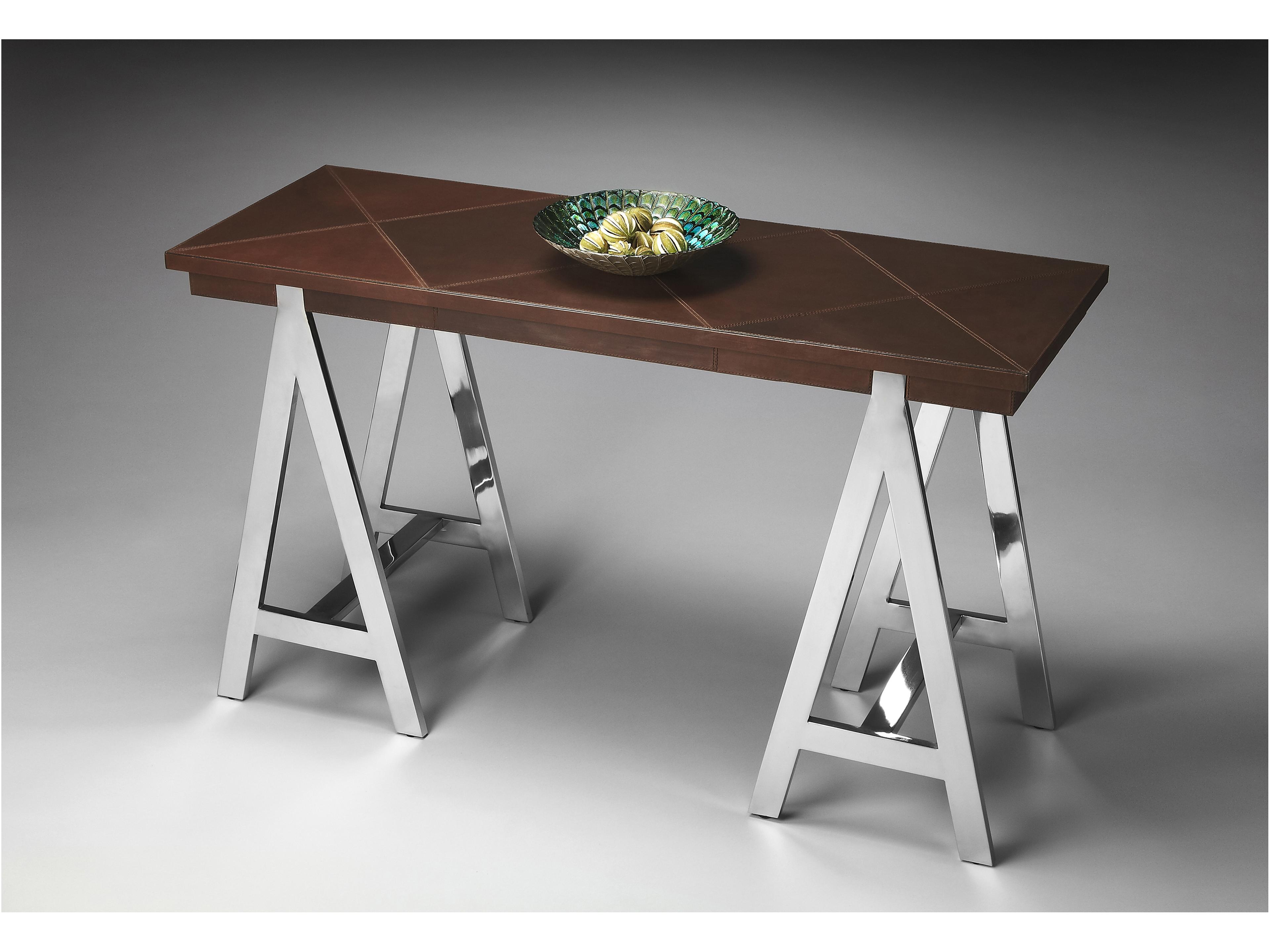 Butler Maxim Rectangular Wood Nickel Console Table