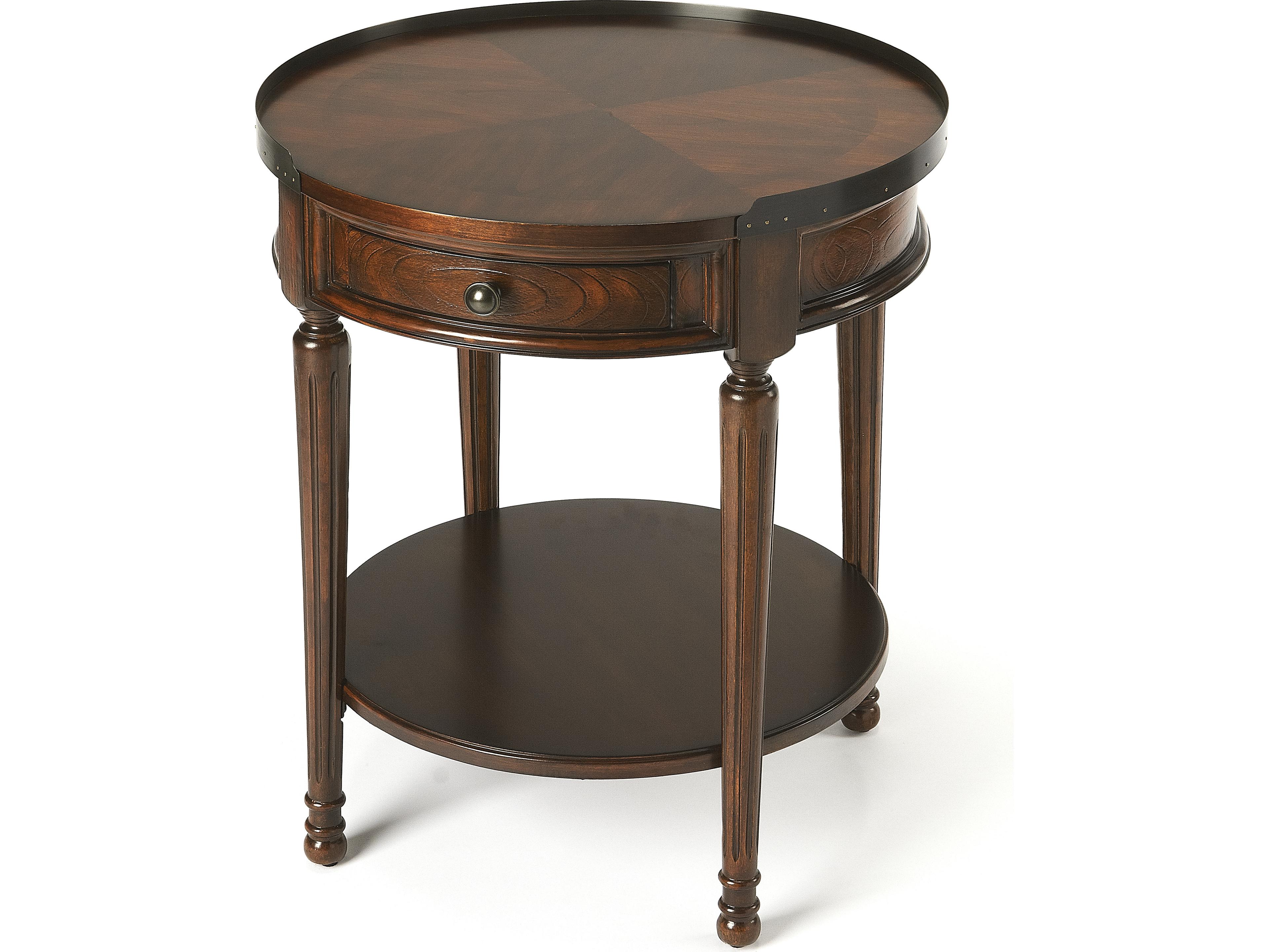 Sampson Round Wood Cherry End Table