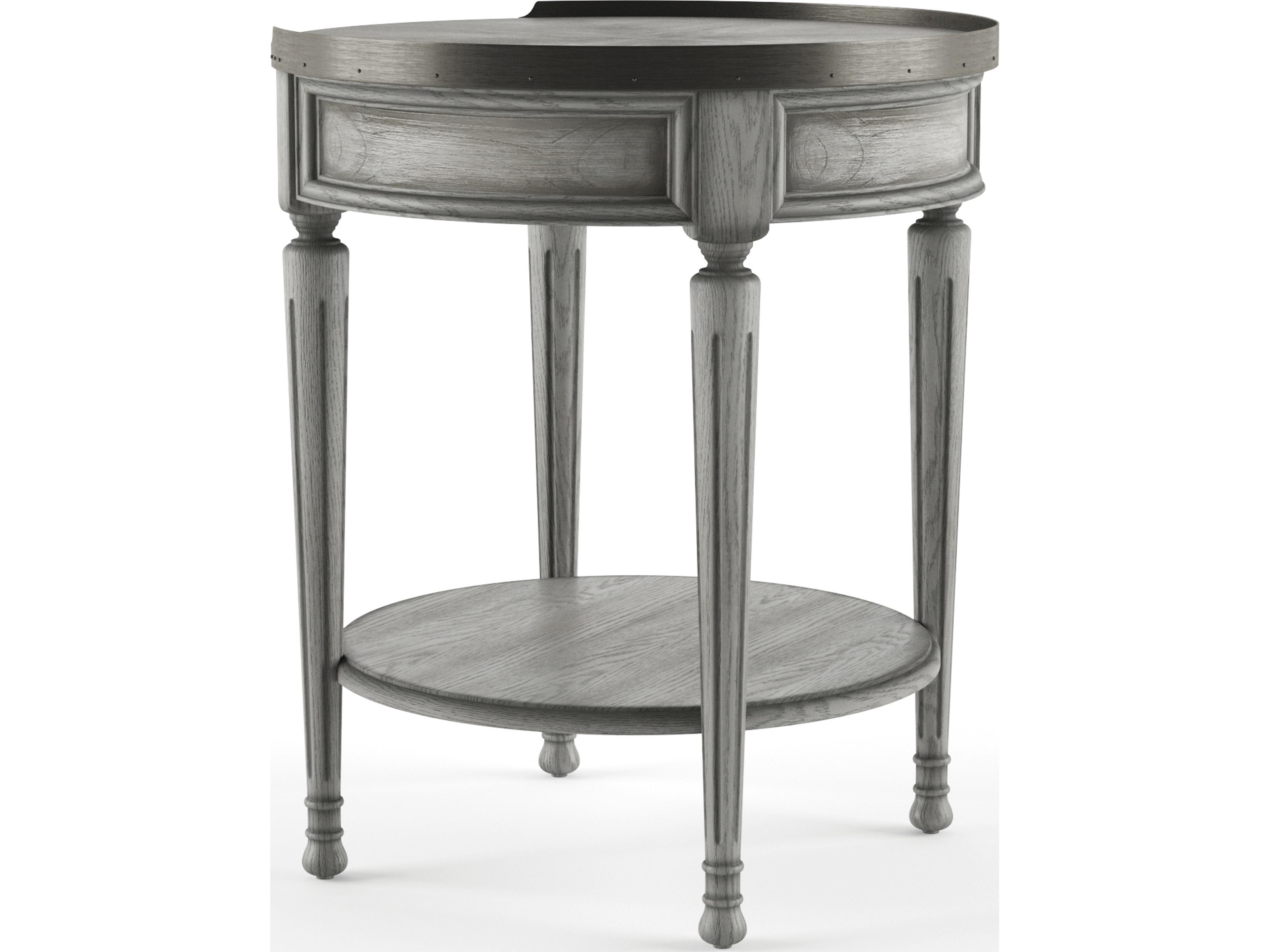 Butler Sampson Round Wood Powder Gray End Table