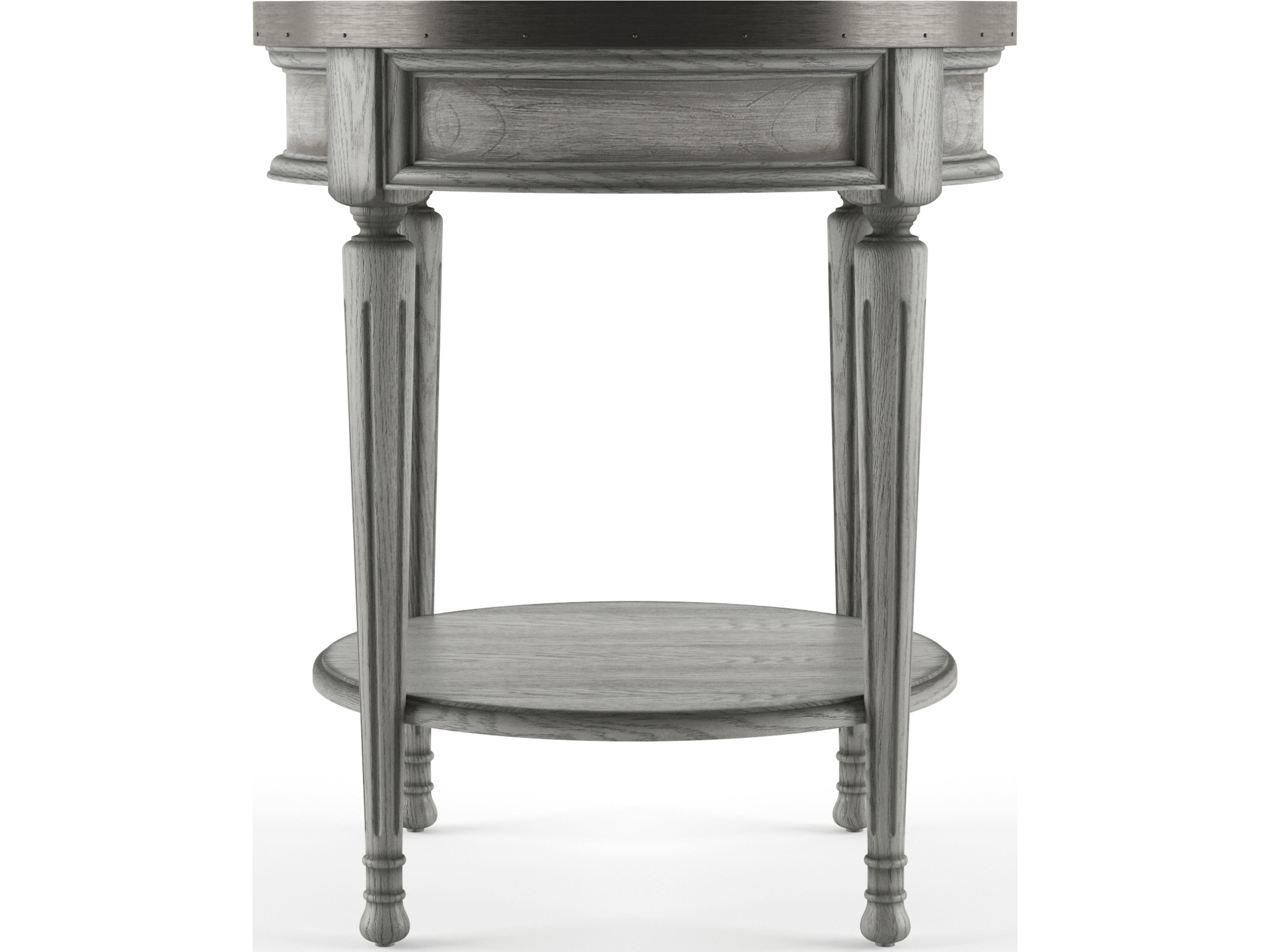 Butler Sampson Round Wood Powder Gray End Table