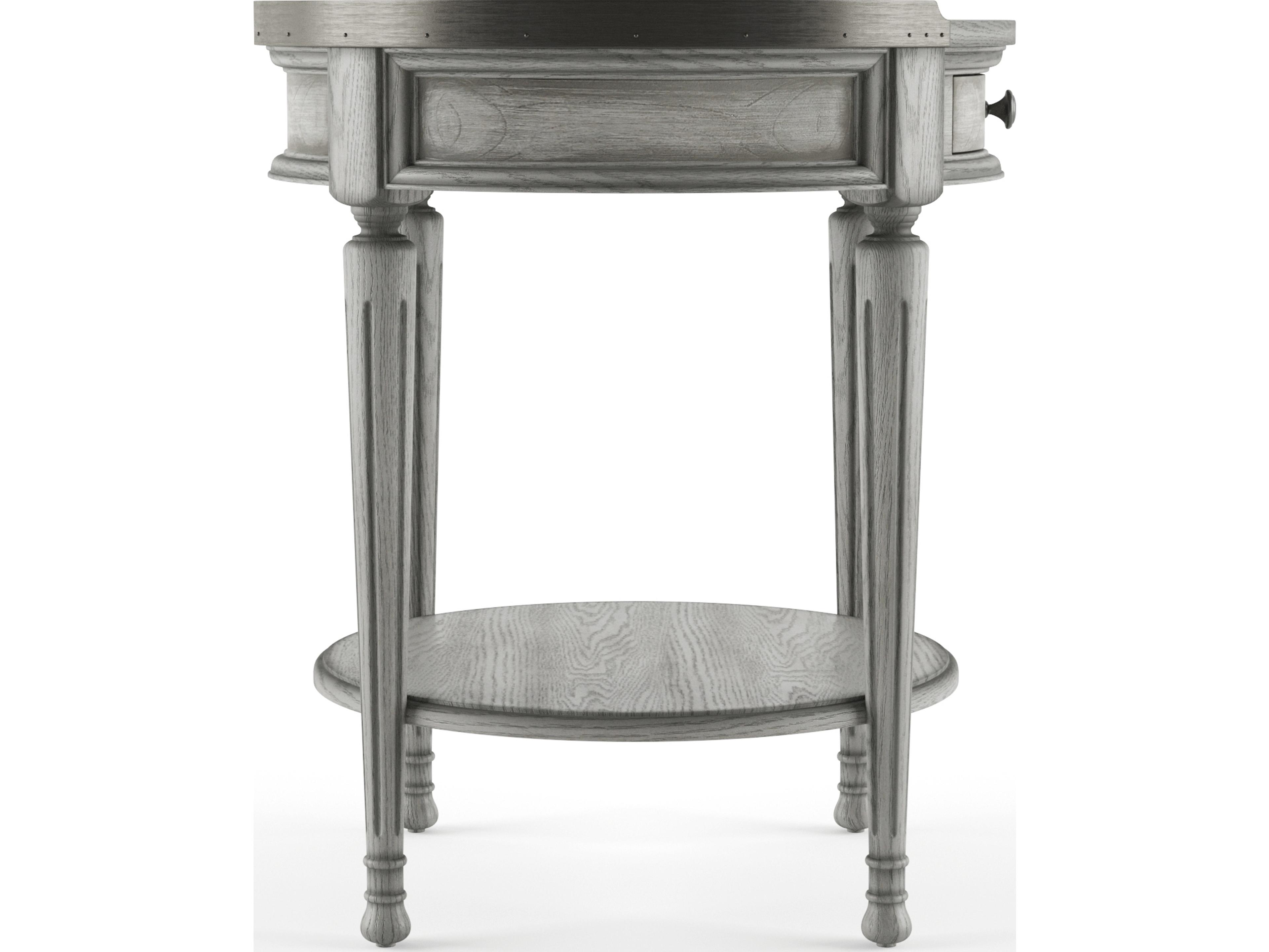Butler Sampson Round Wood Powder Gray End Table