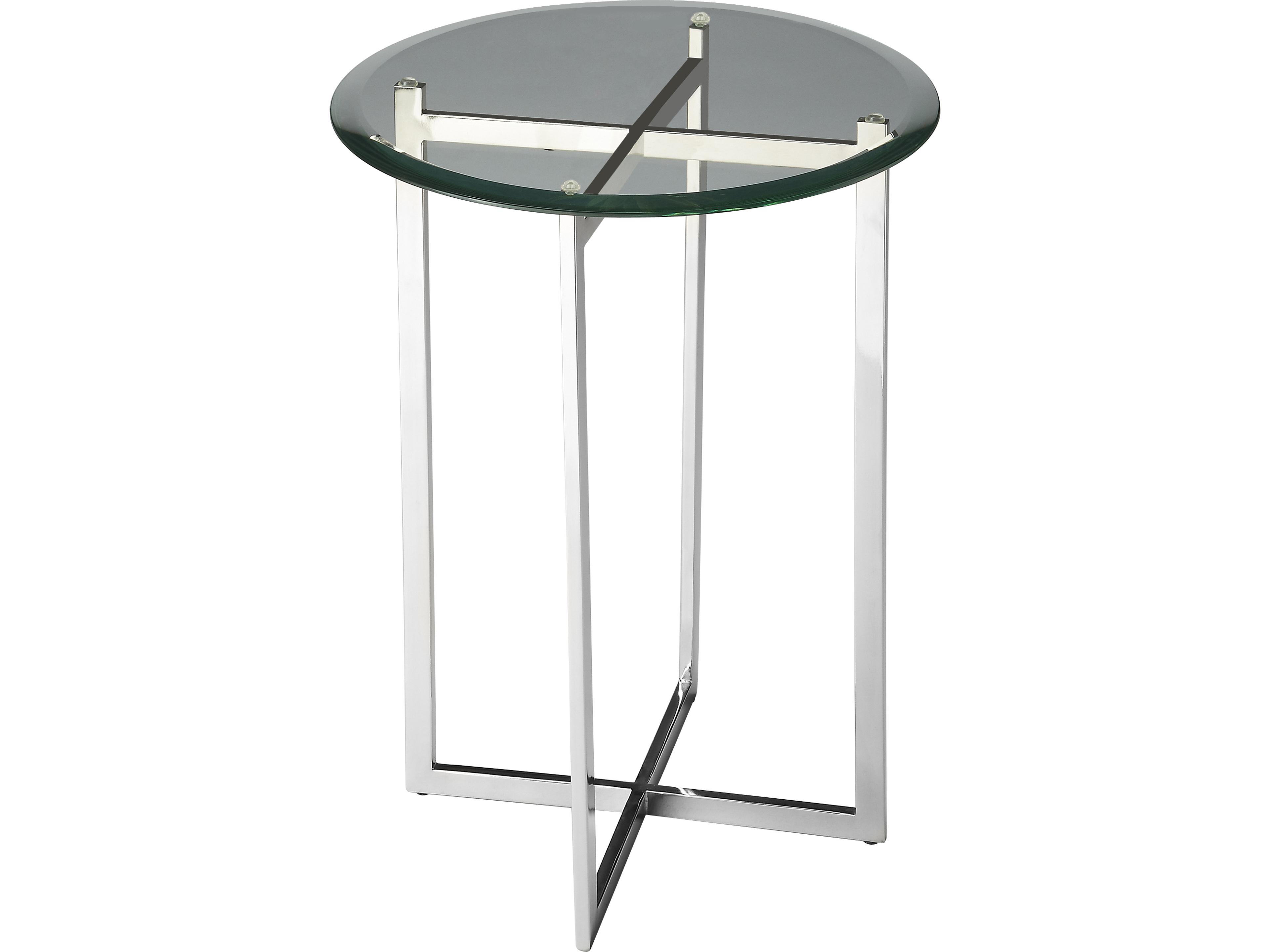 Butler Finn Round Glass Nickel End Table