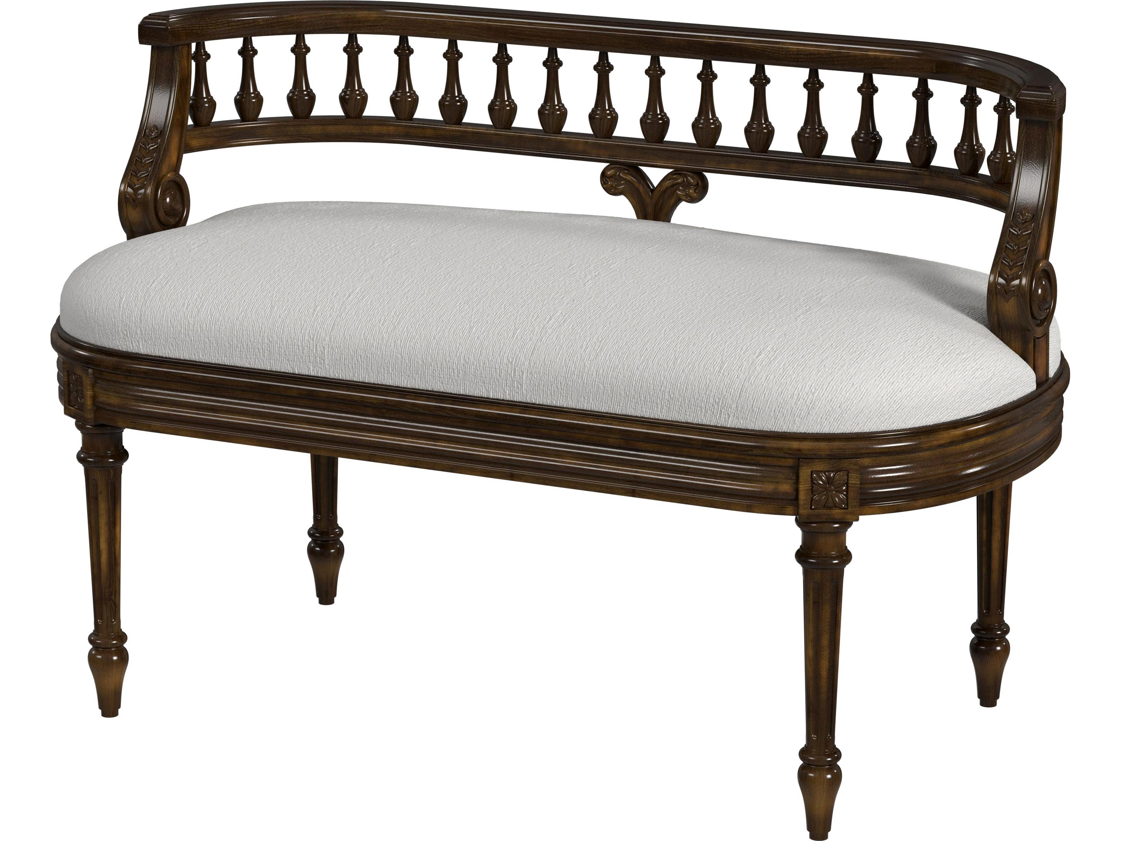 Hathaway Antique Cherry Brown Upholstered Accent Bench