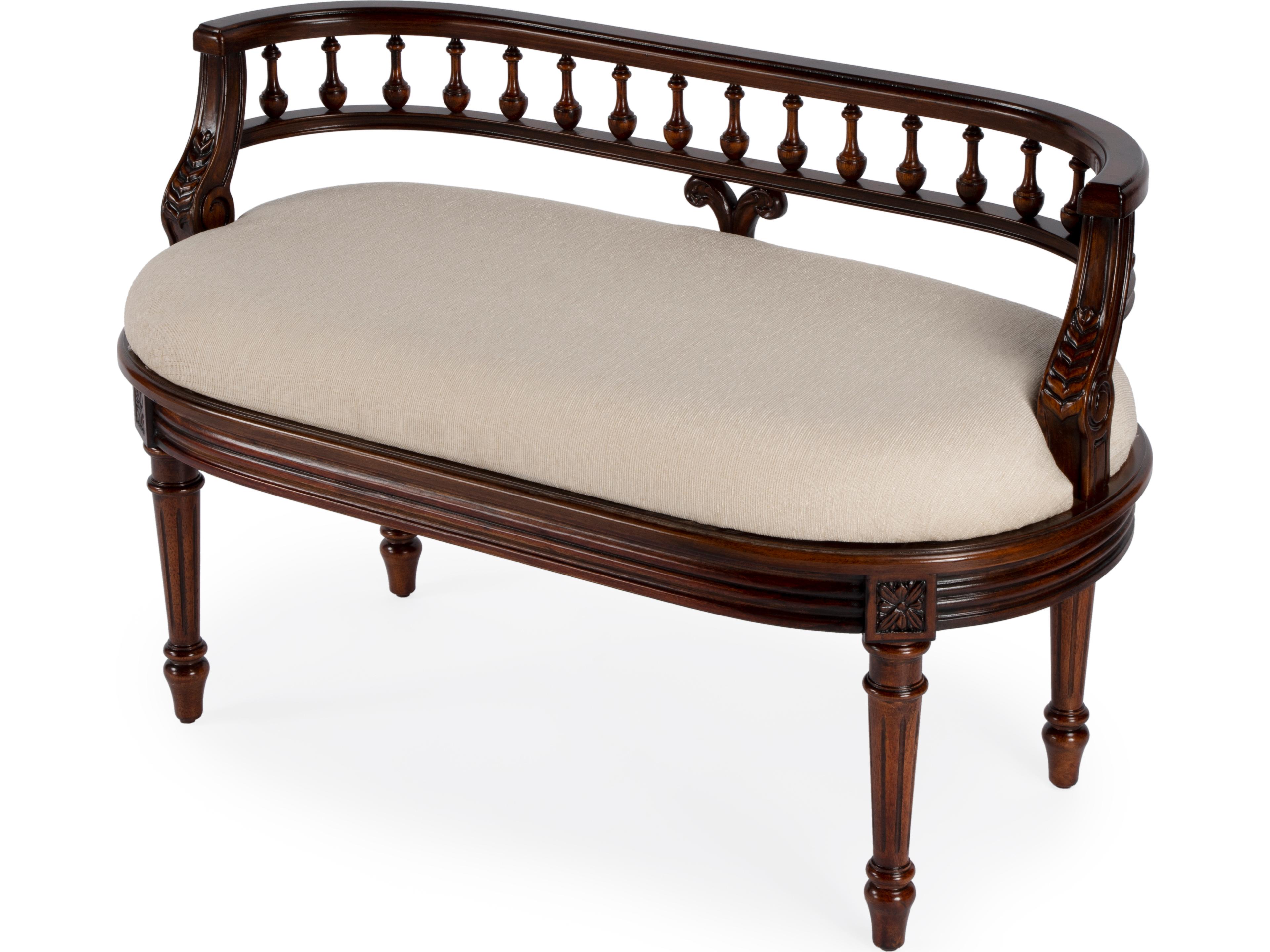 Hathaway Cherry Brown Upholstered Accent Bench