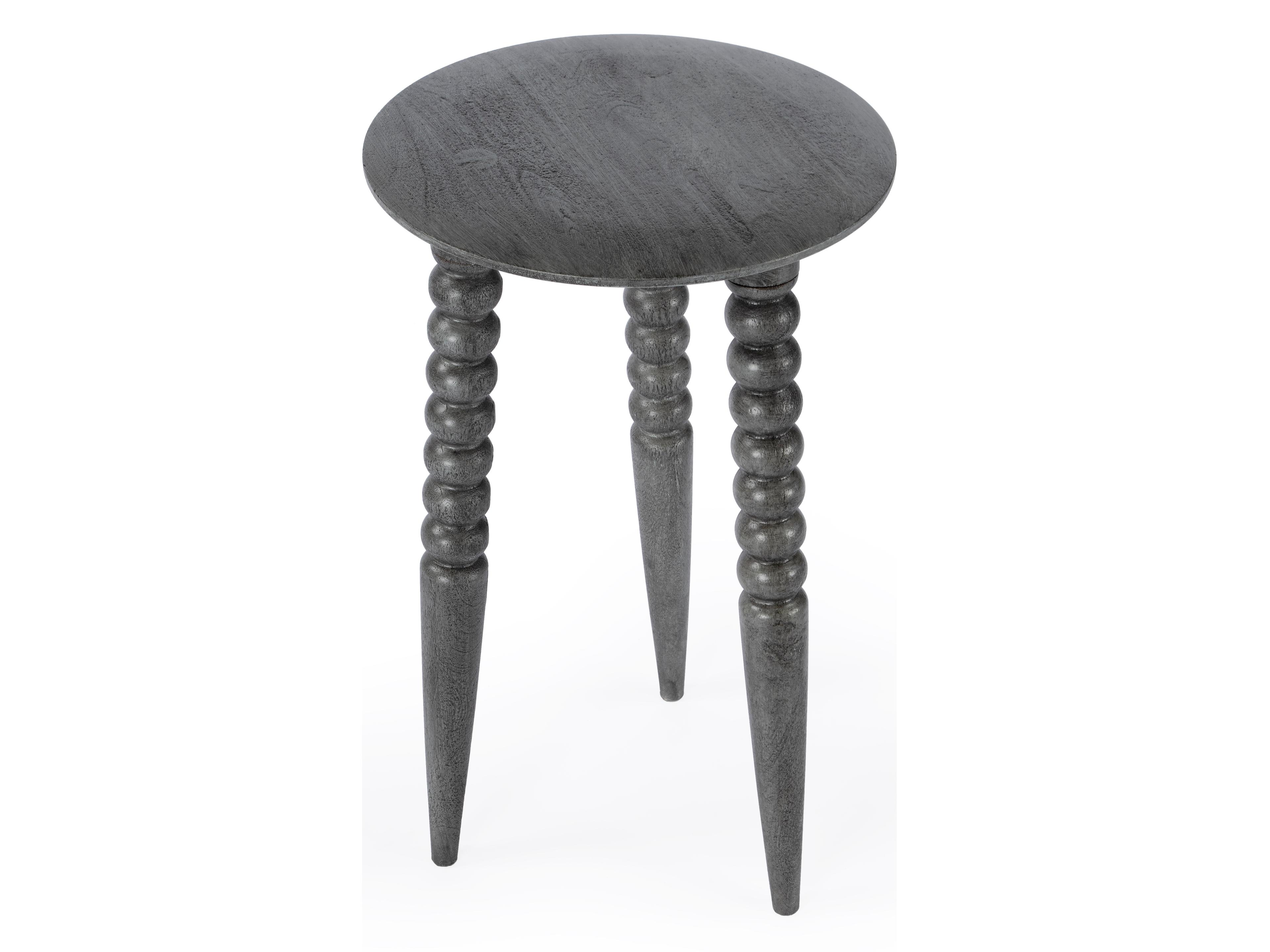 Fluornoy Round Wood Gray End Table