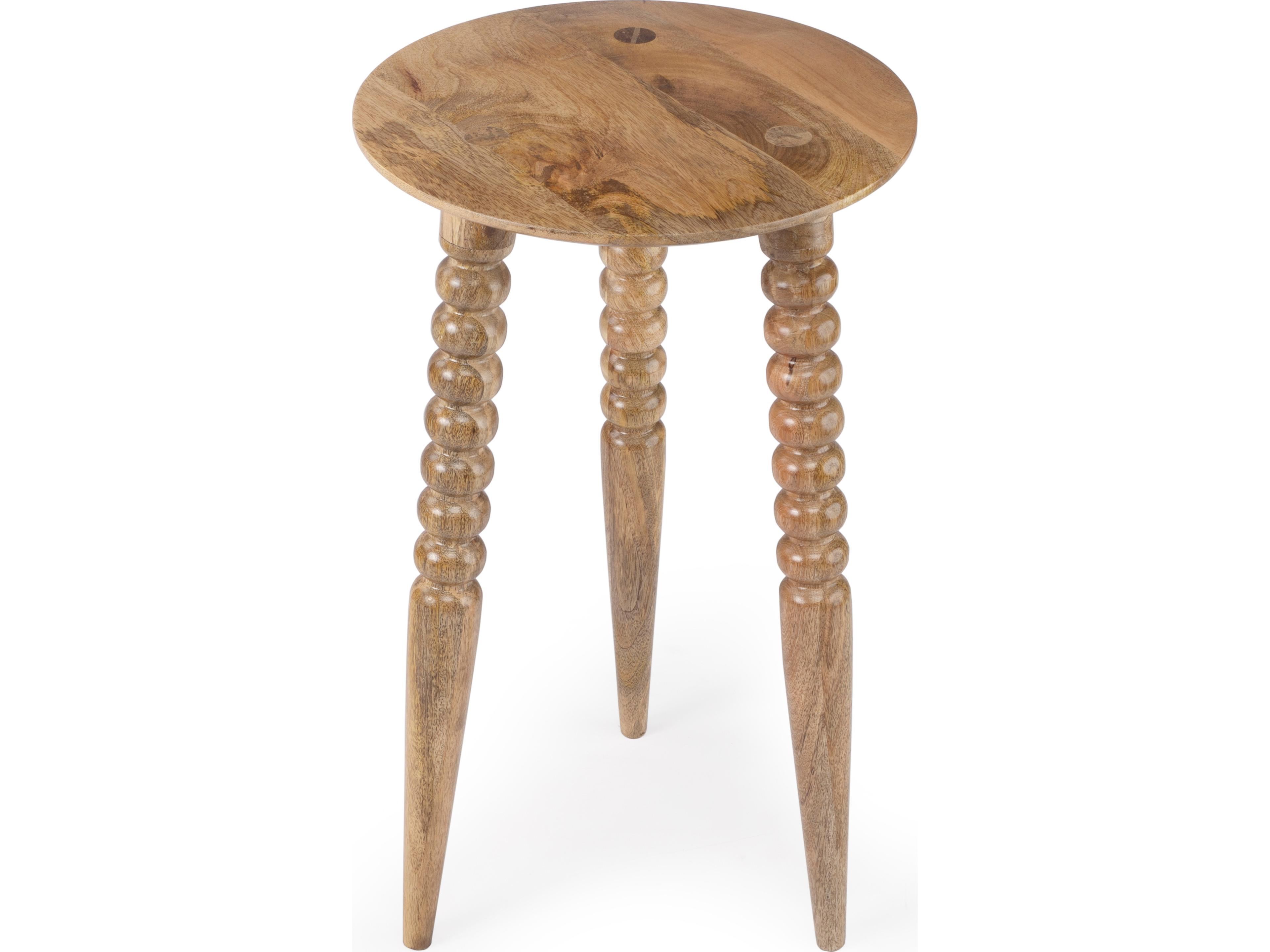 Fluornoy Round Wood Natural Mango End Table