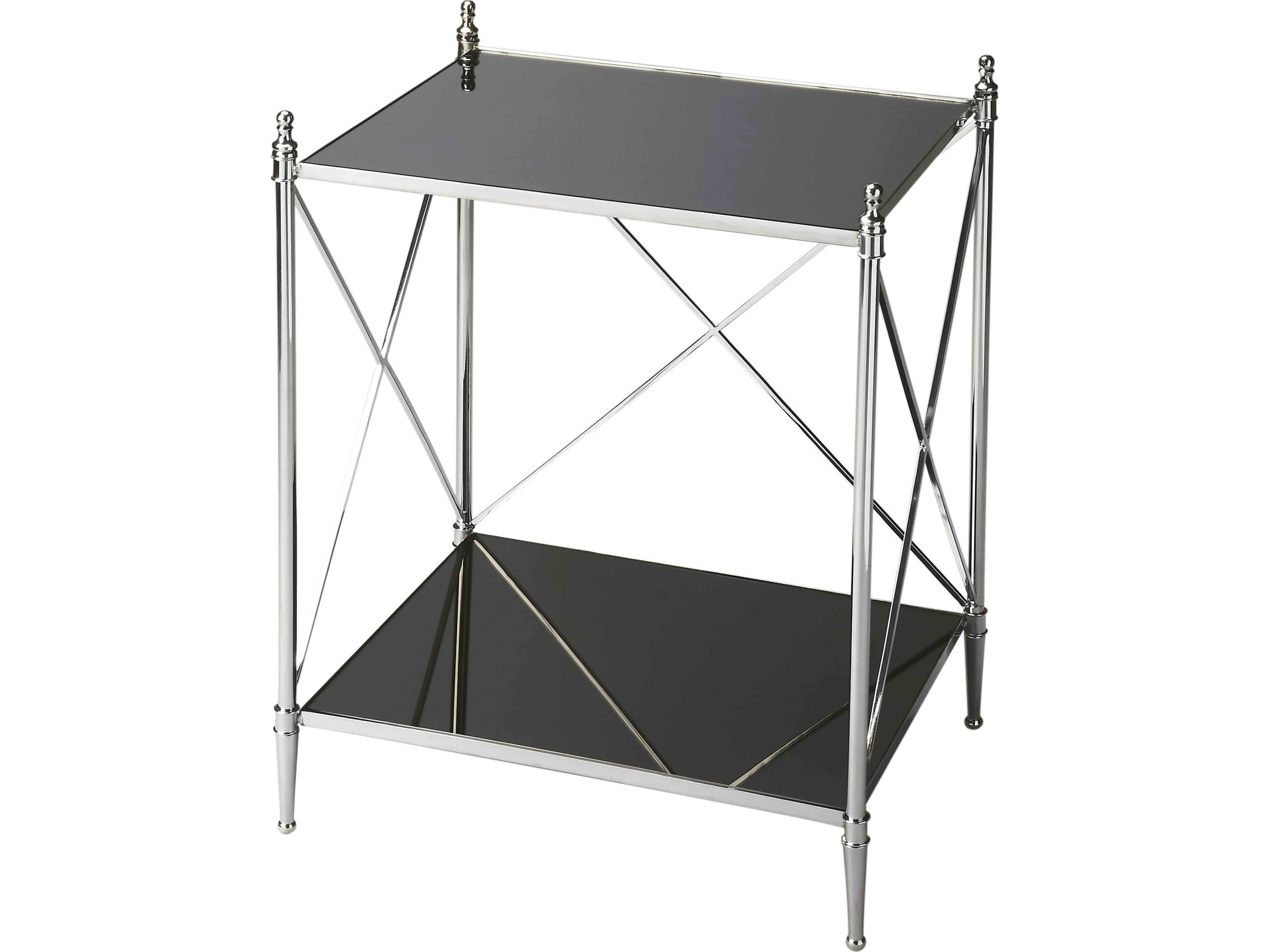 Deidre Rectangular Glass Nickel End Table