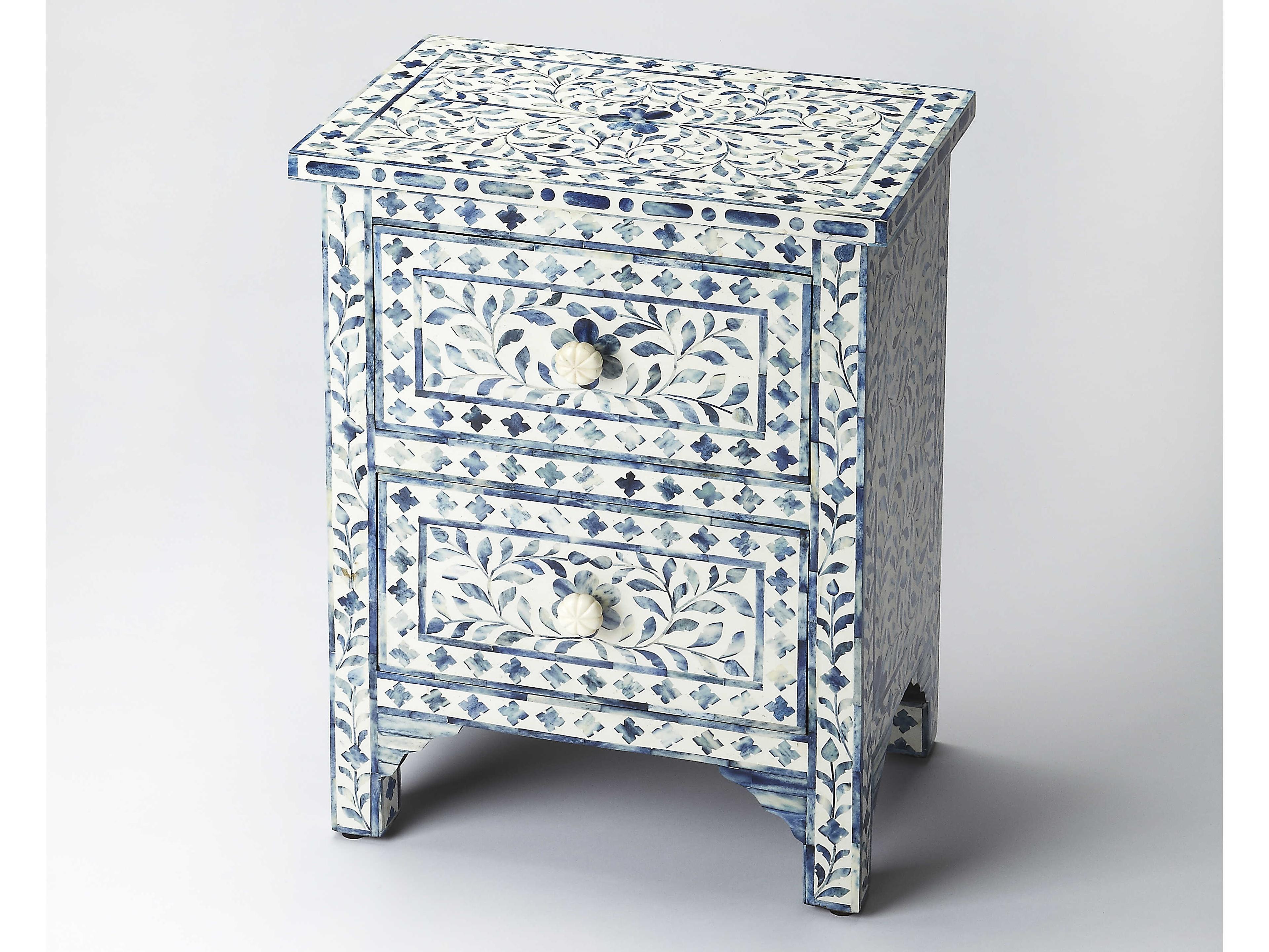 Trubadur Blue Bone Inlay Mango Wood Accent Chest
