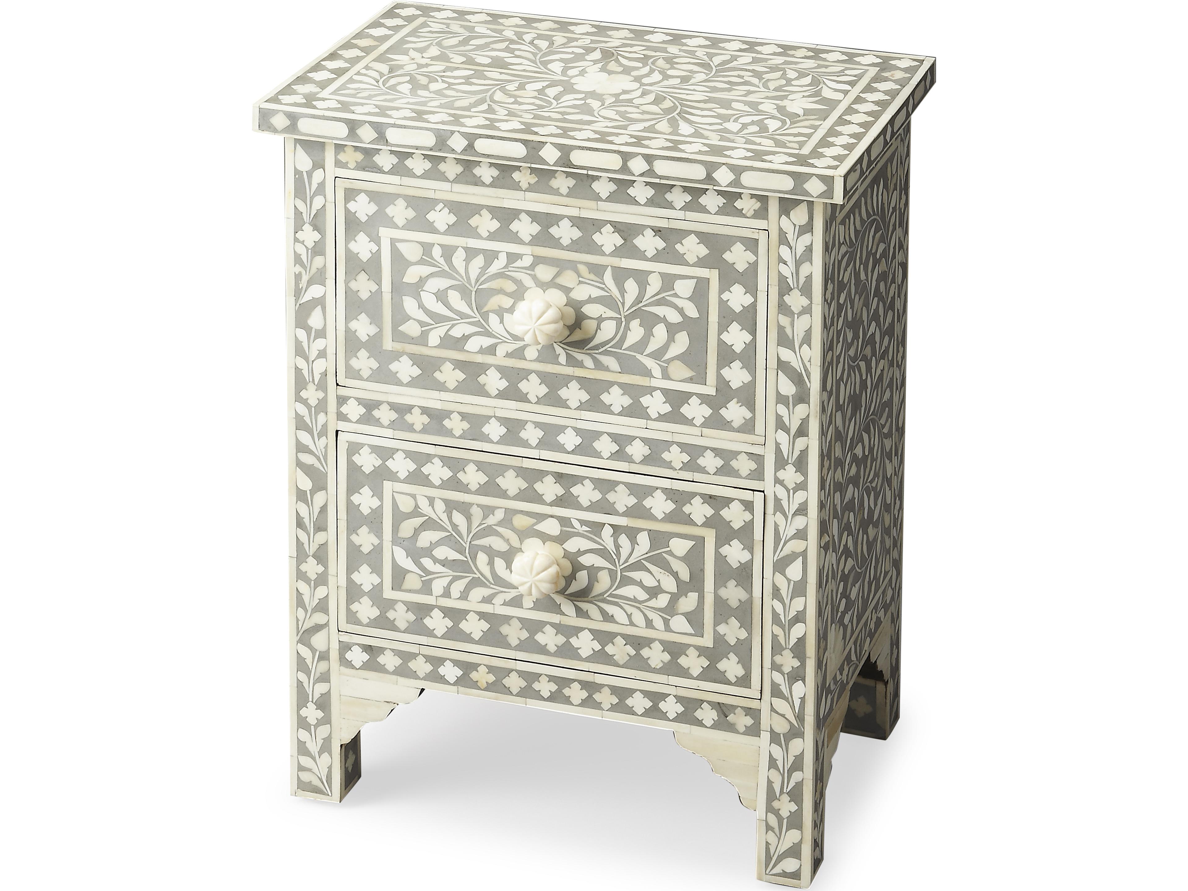 Vivienne Gray Bone Inlay Mango Wood Accent Chest