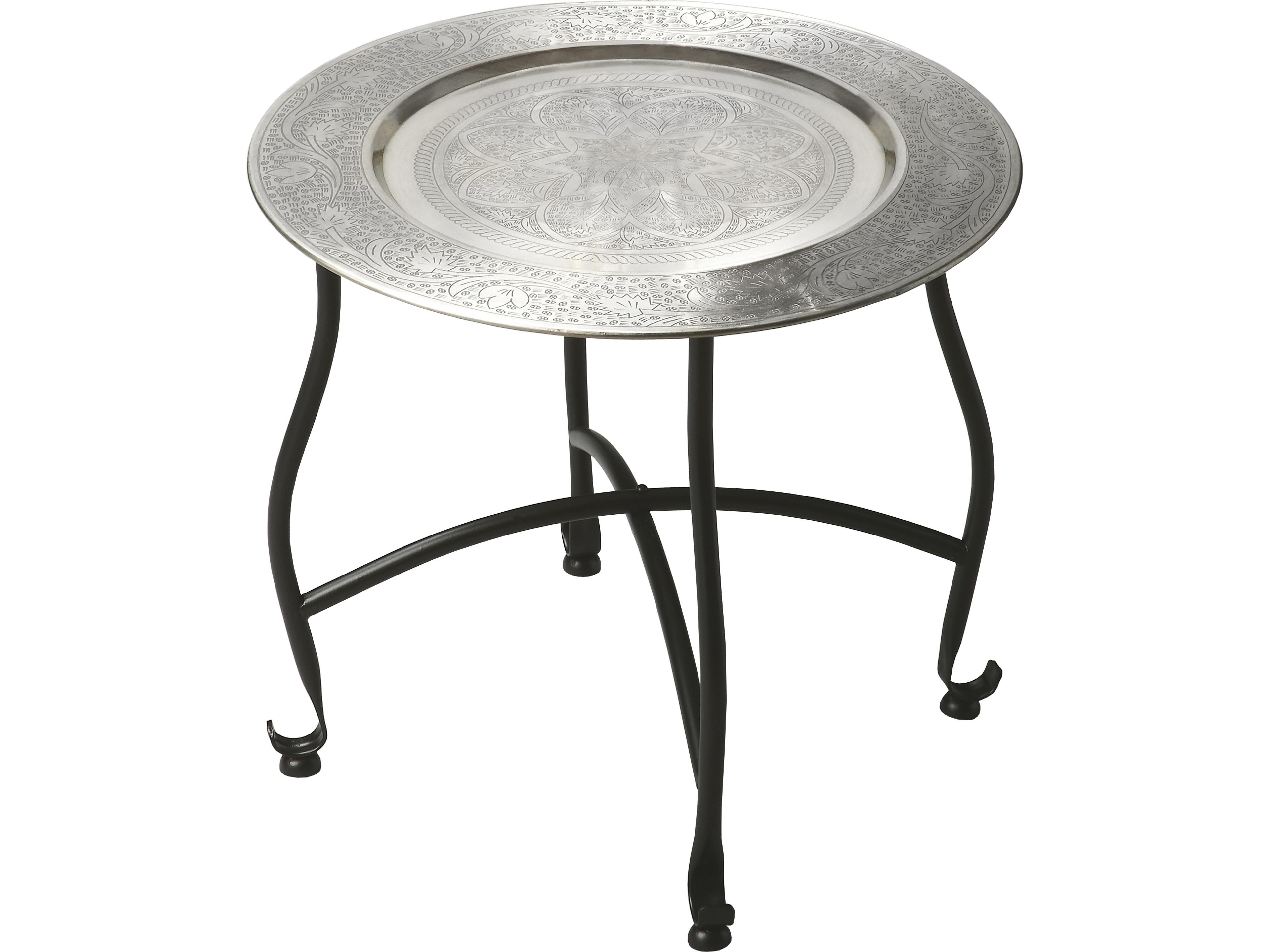 Moroccan Round Metalworks End Table