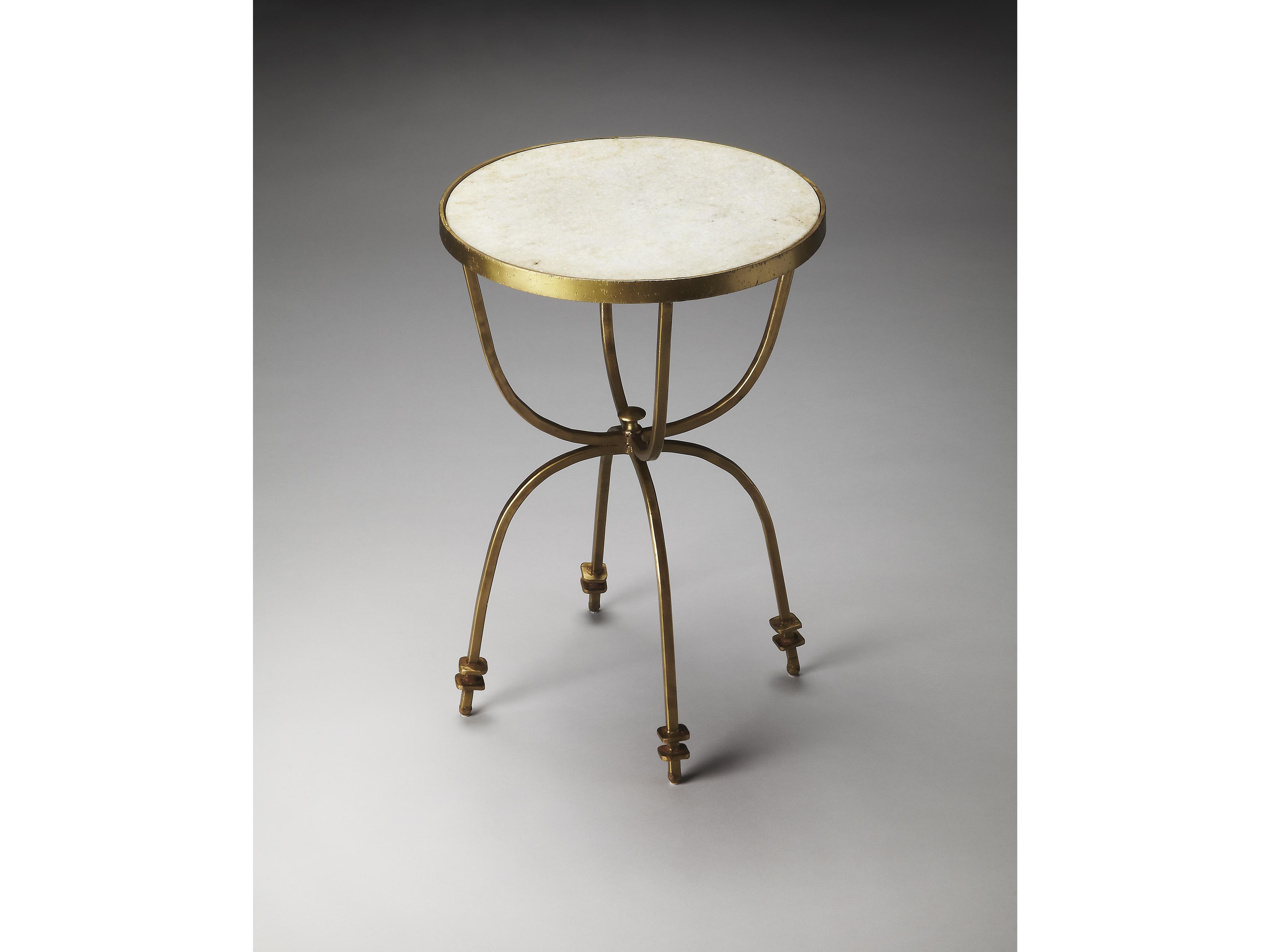 Butler Hager Round Marble Metalworks End Table