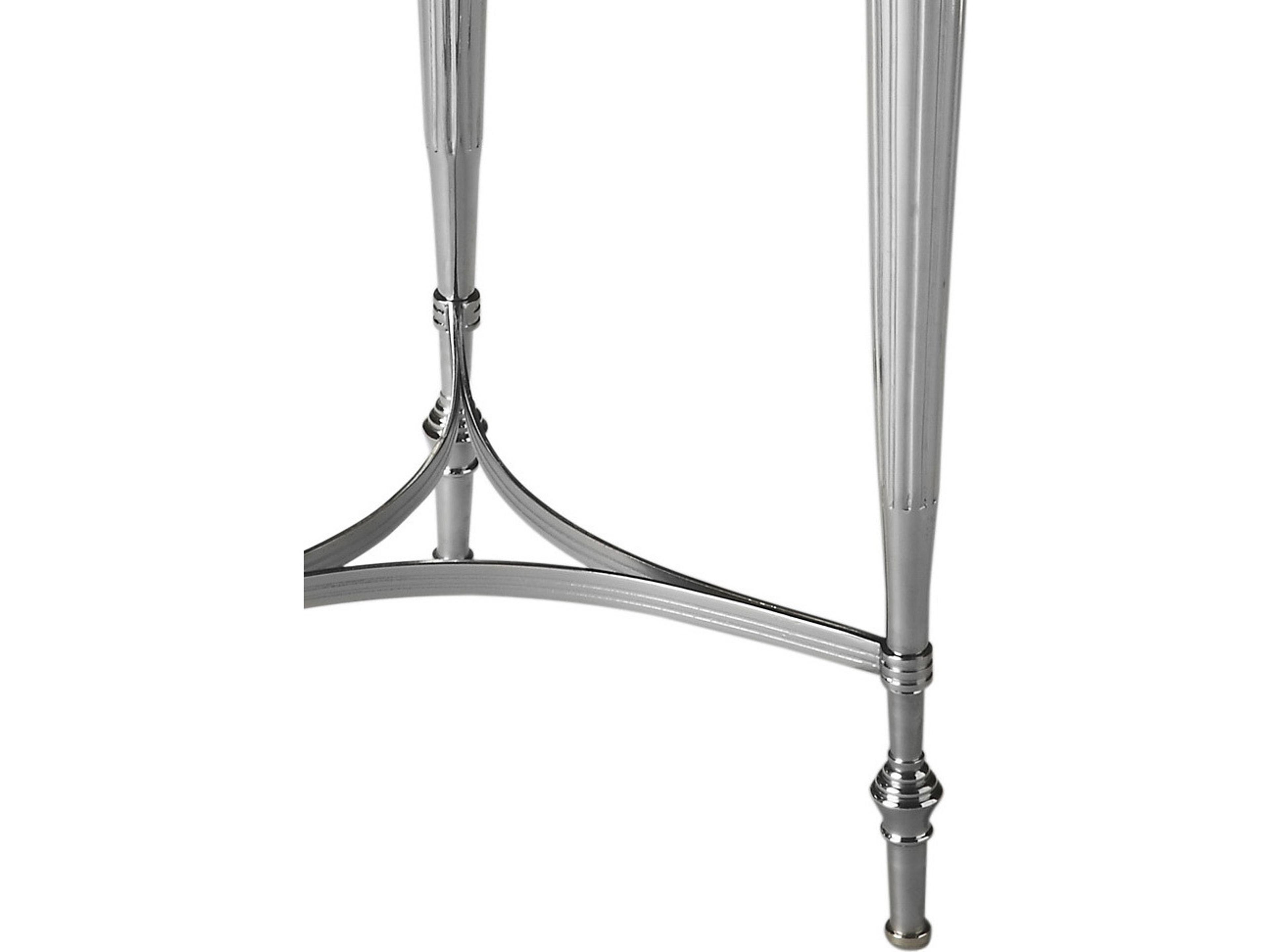 Butler Ciara Round Mirror Nickel End Table