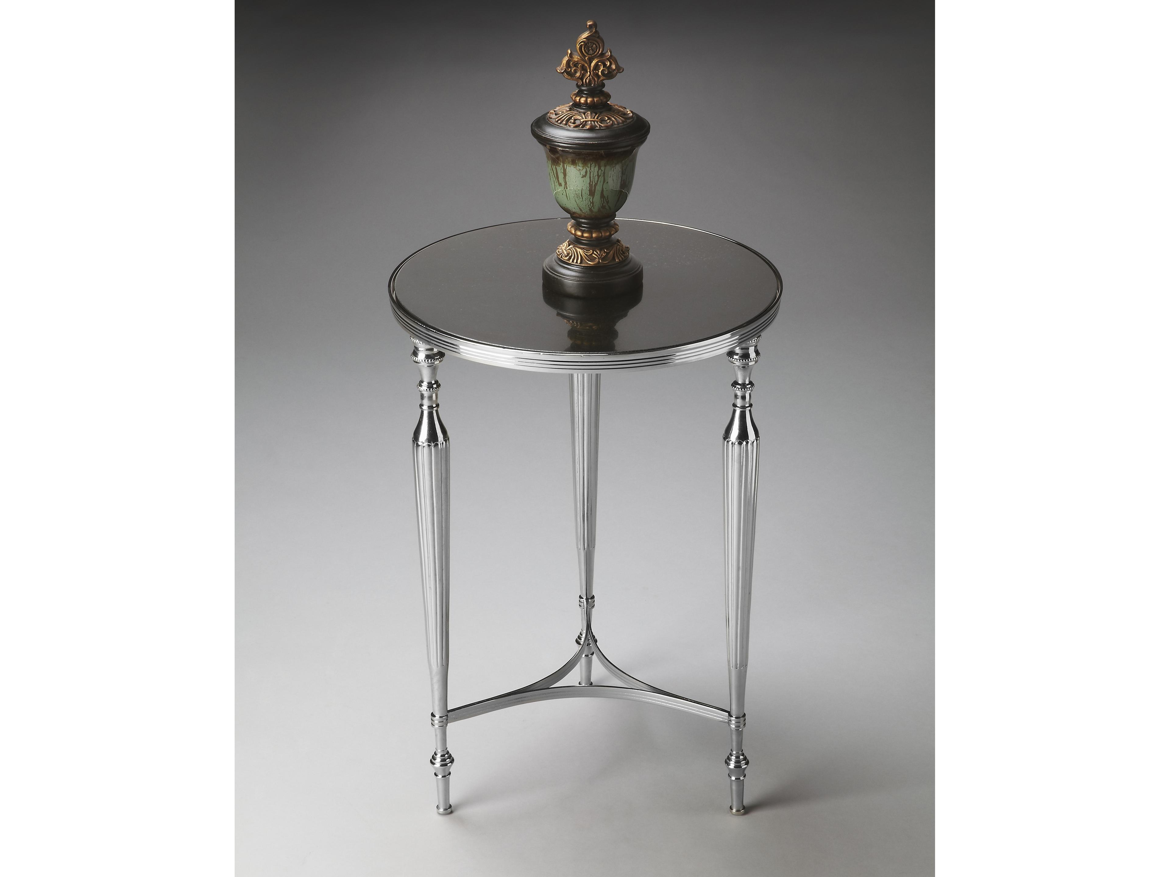 Butler Ciara Round Mirror Nickel End Table