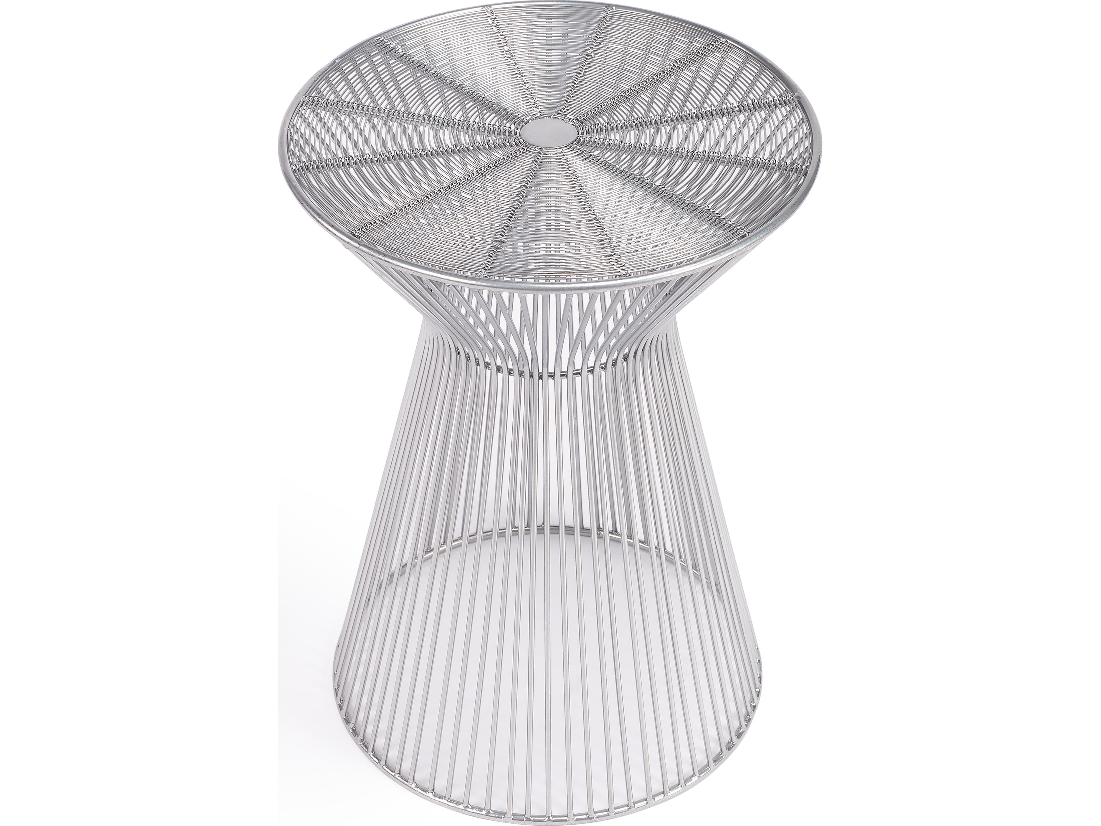 Butler Greeley Round Metal Nickel Plated End Table