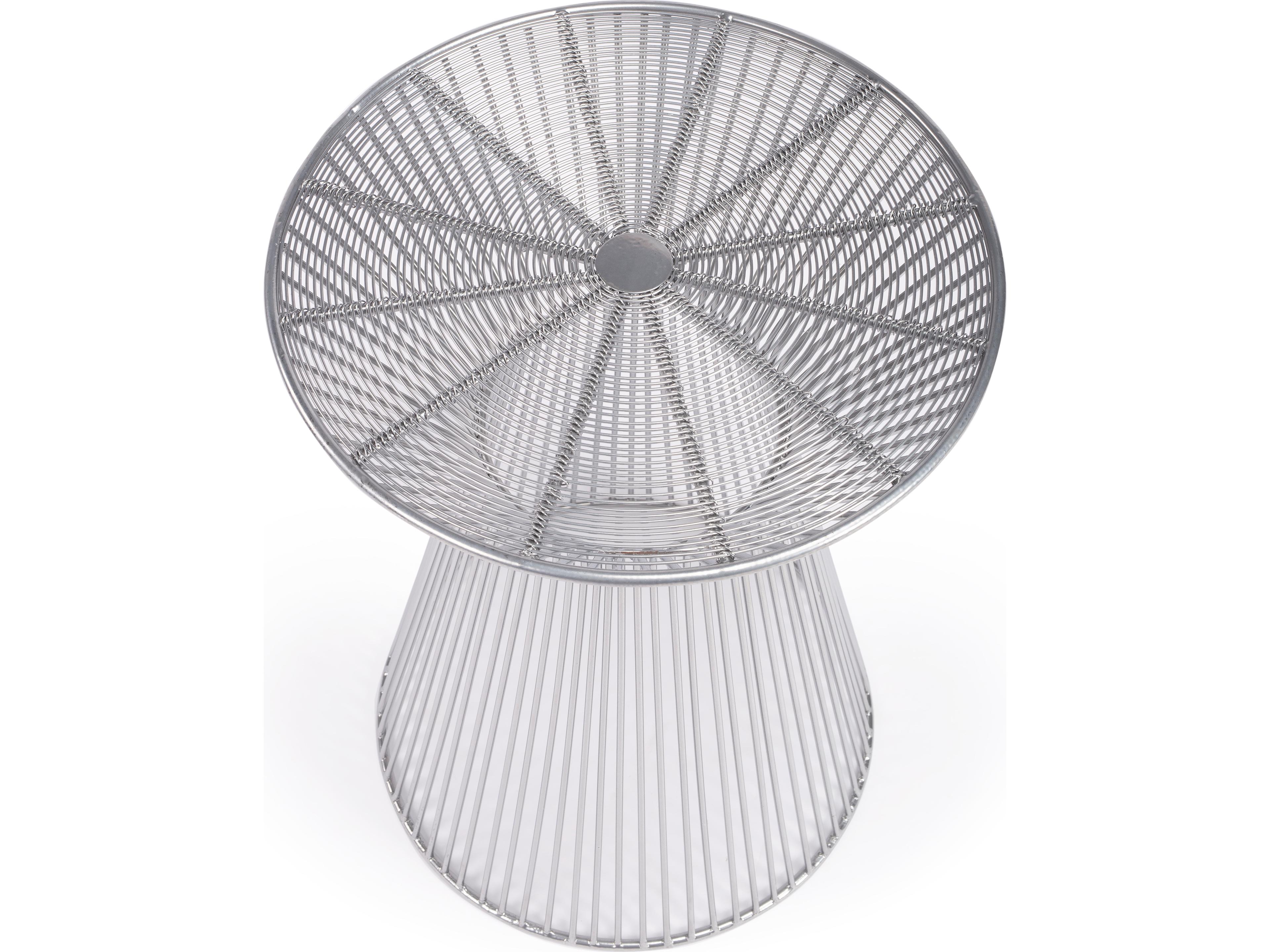 Butler Greeley Round Metal Nickel Plated End Table