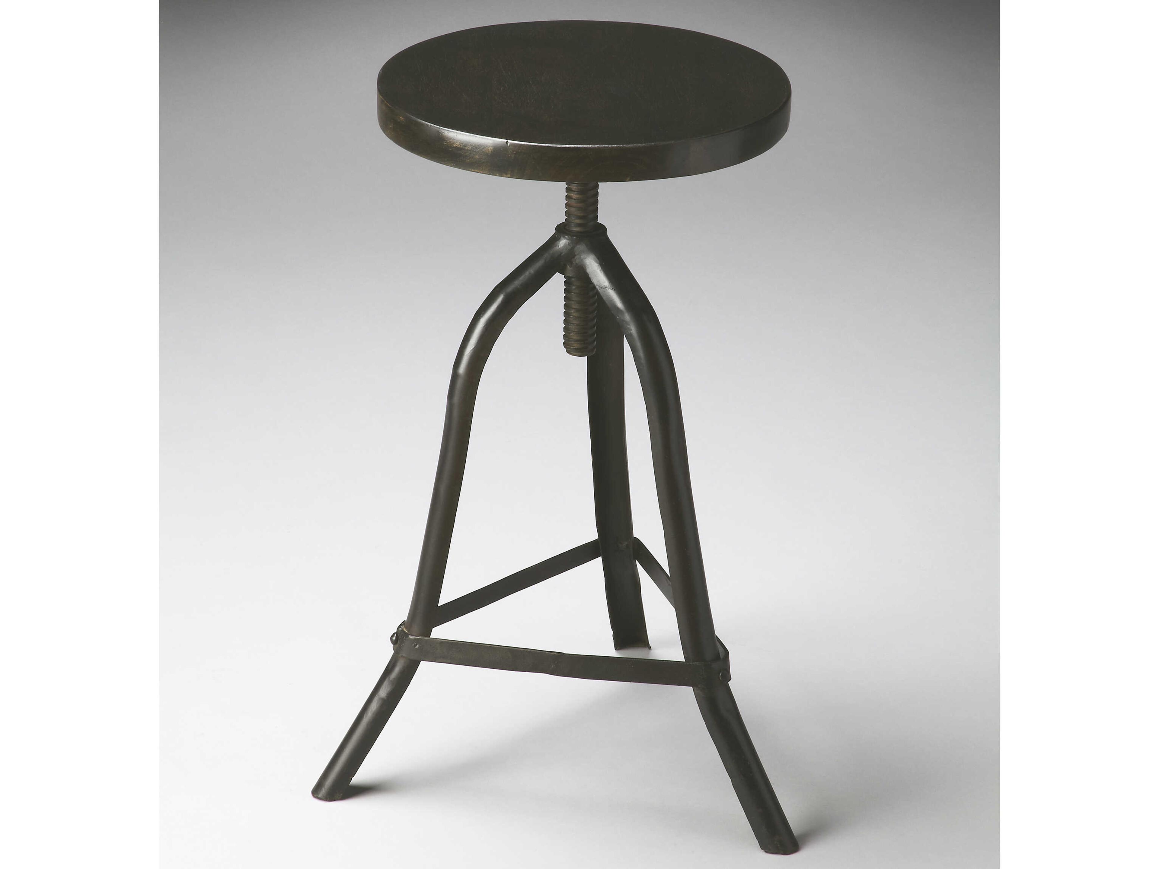 Butler Fullerton Metalworks Swivel Acacia Wood Counter Stool