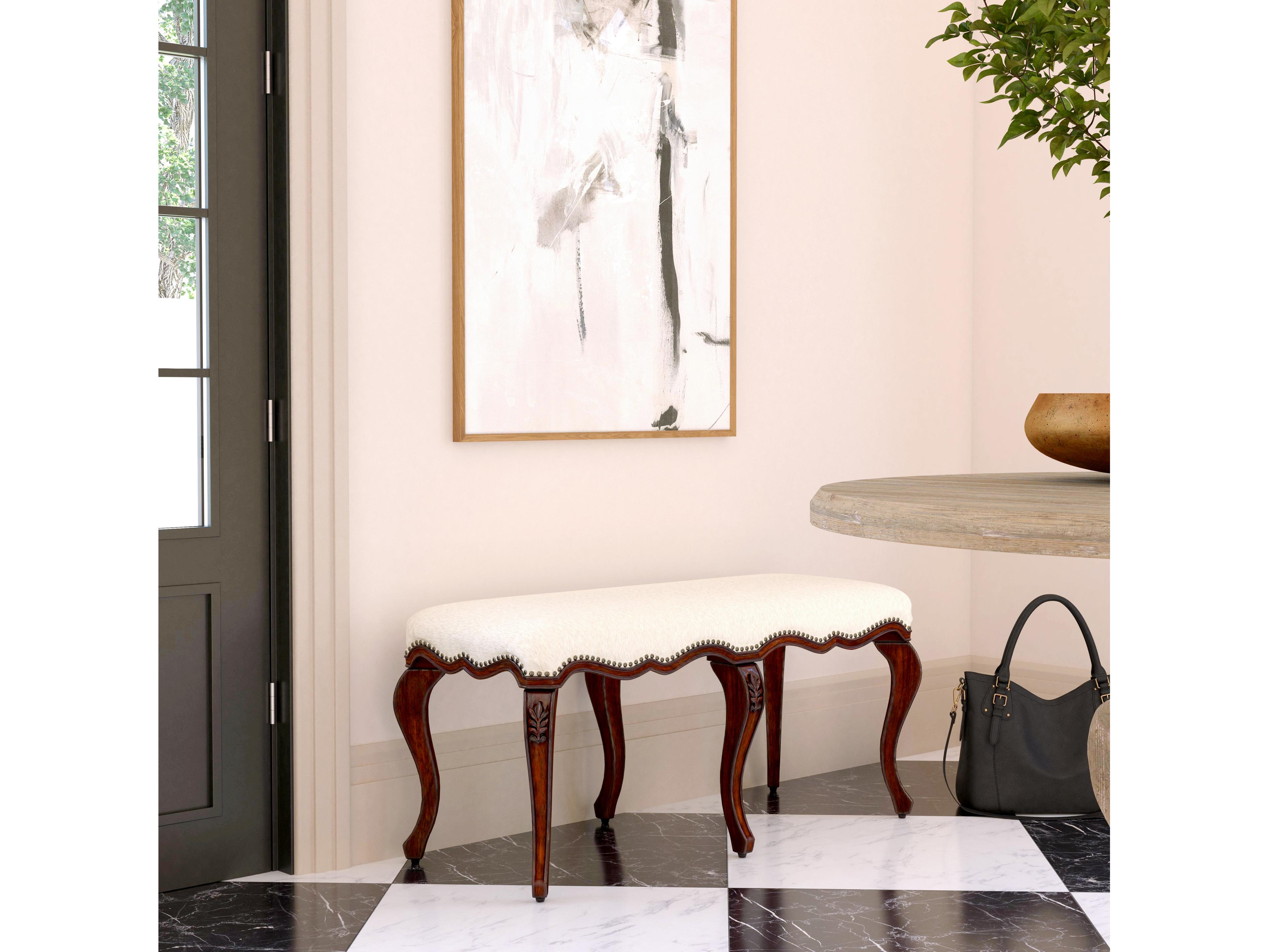 Butler Michelline Cherry Beige Upholstered Accent Bench