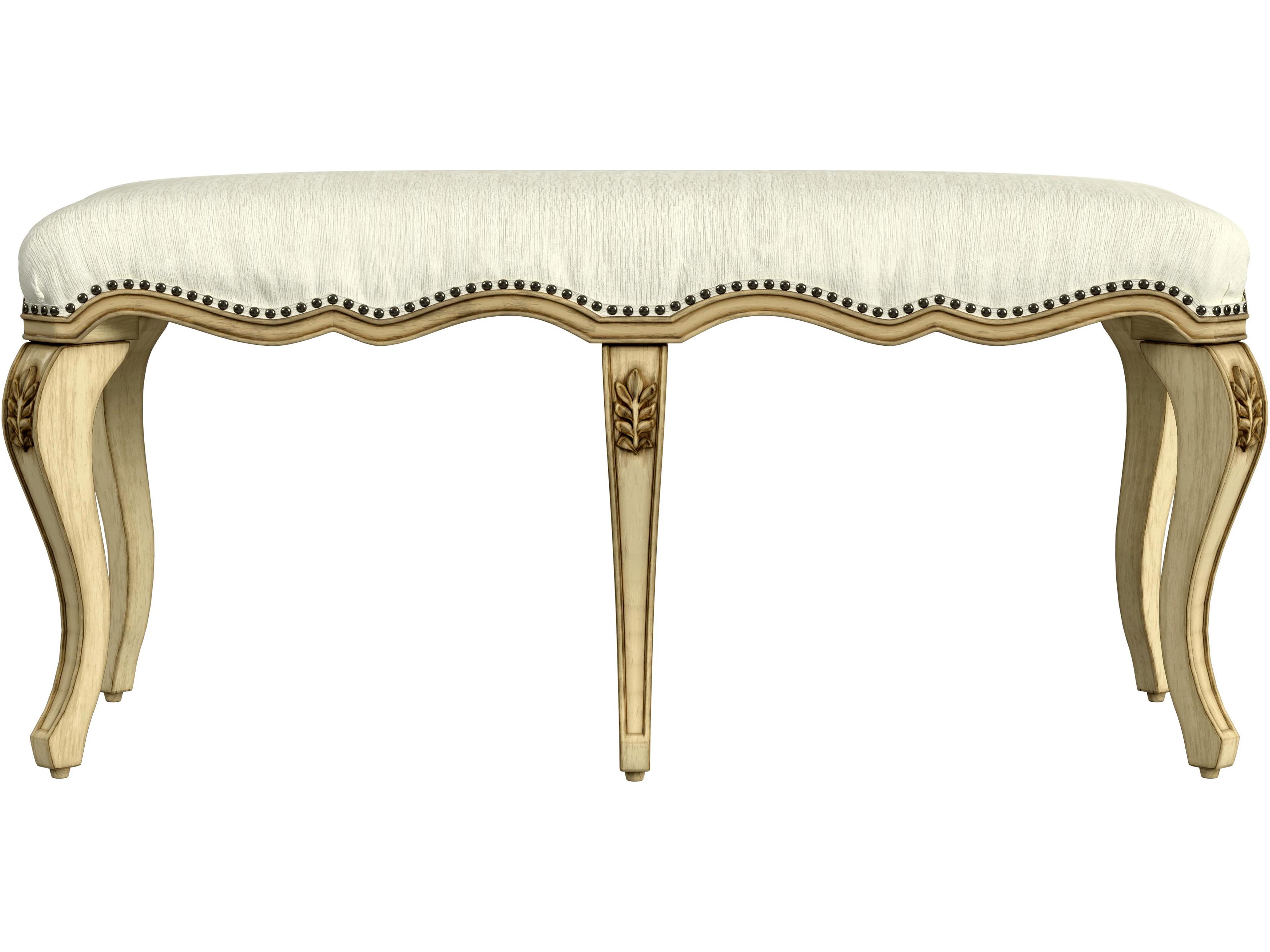 Butler Michelline Antique Beige Upholstered Accent Bench