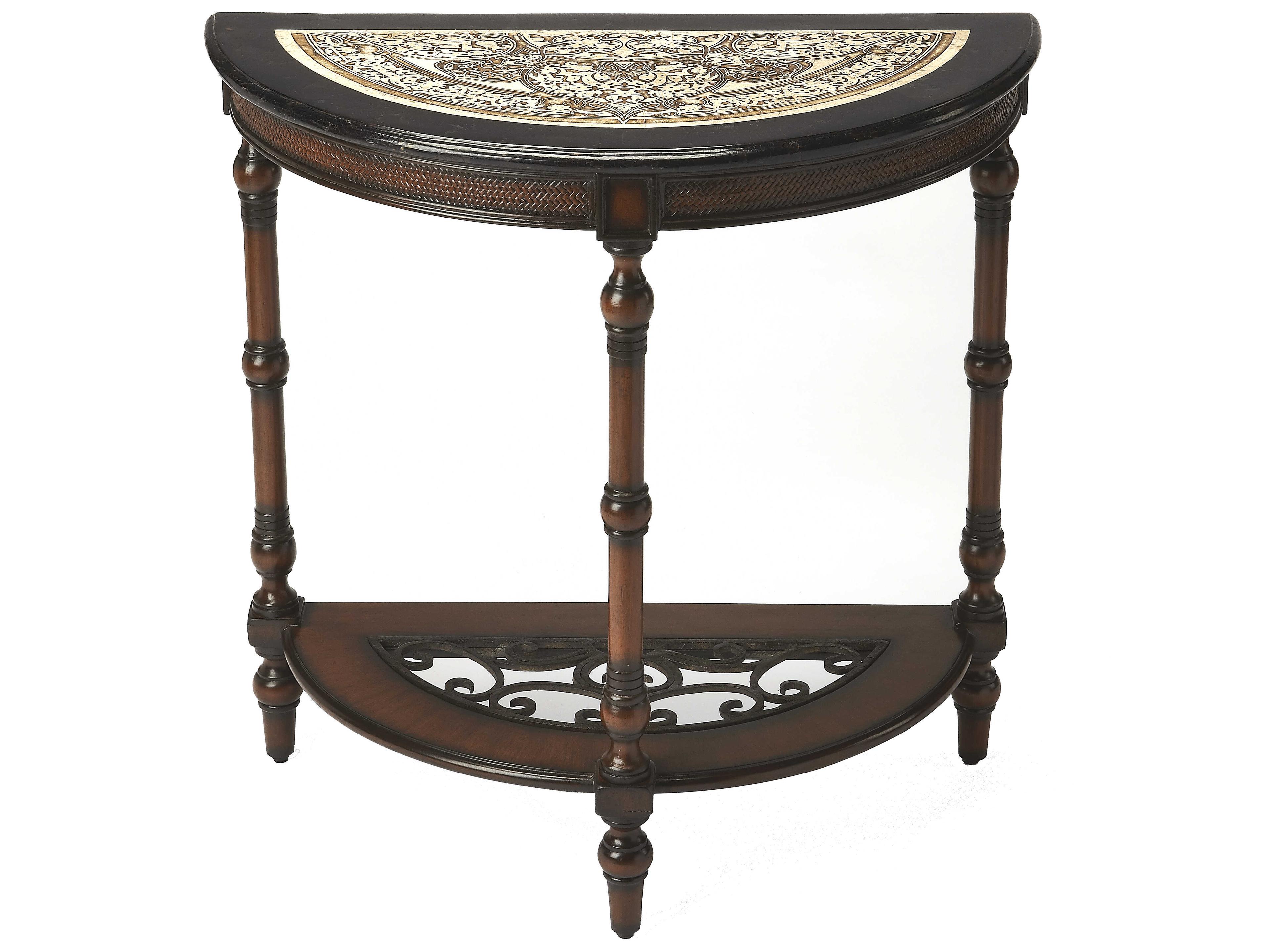 Fabiola Demilune Stone Metalworks Console Table