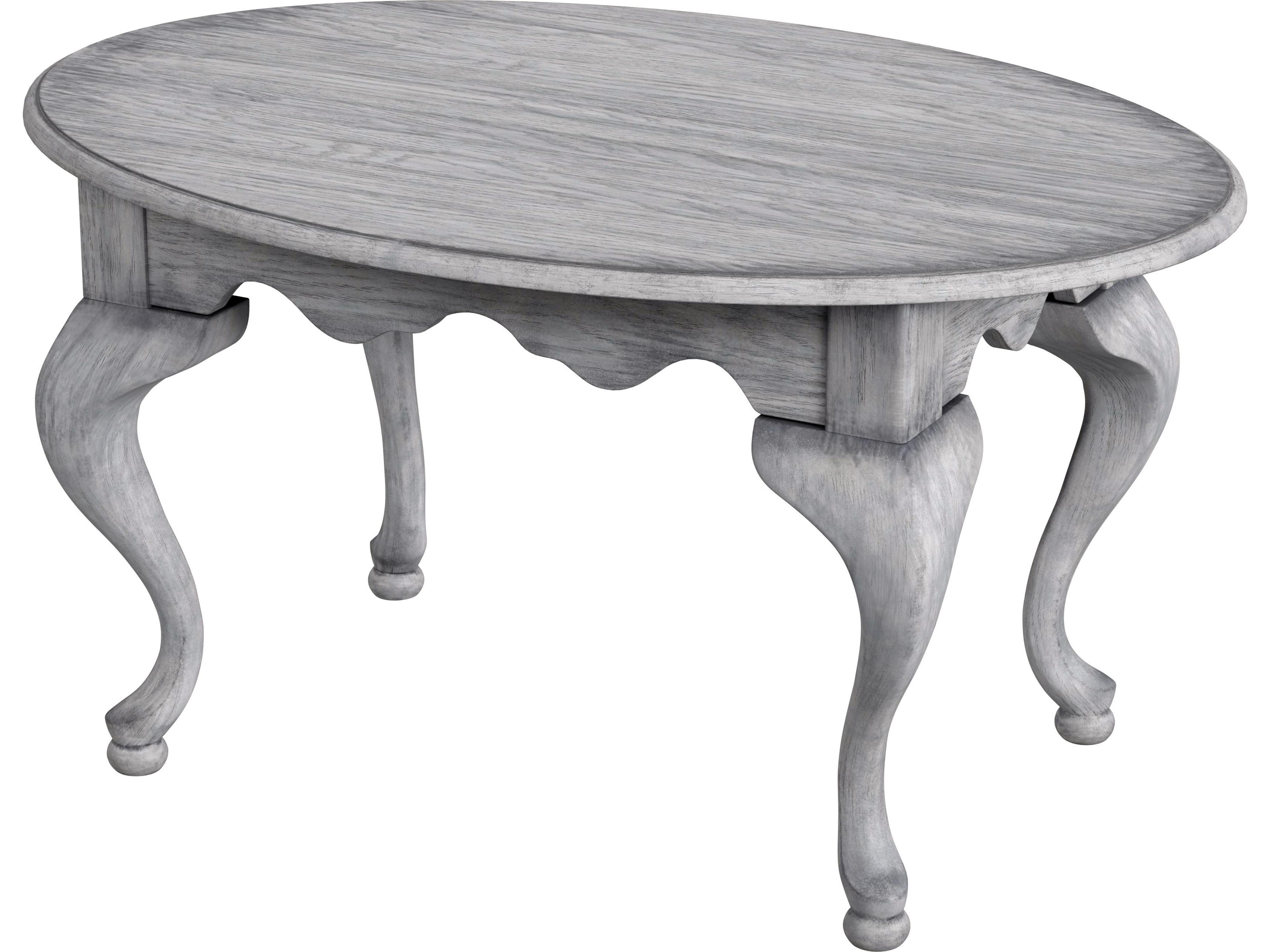 Grace Oval Wood Powder Gray Coffee Table
